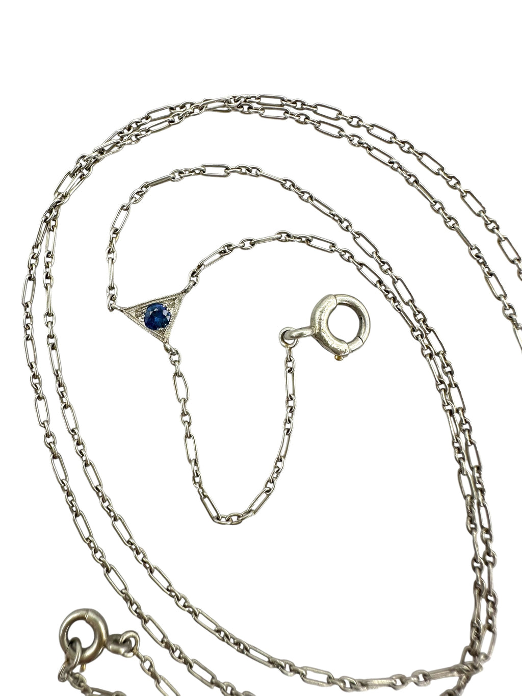 Art Deco Platinum Sapphire Lavaliere Necklace