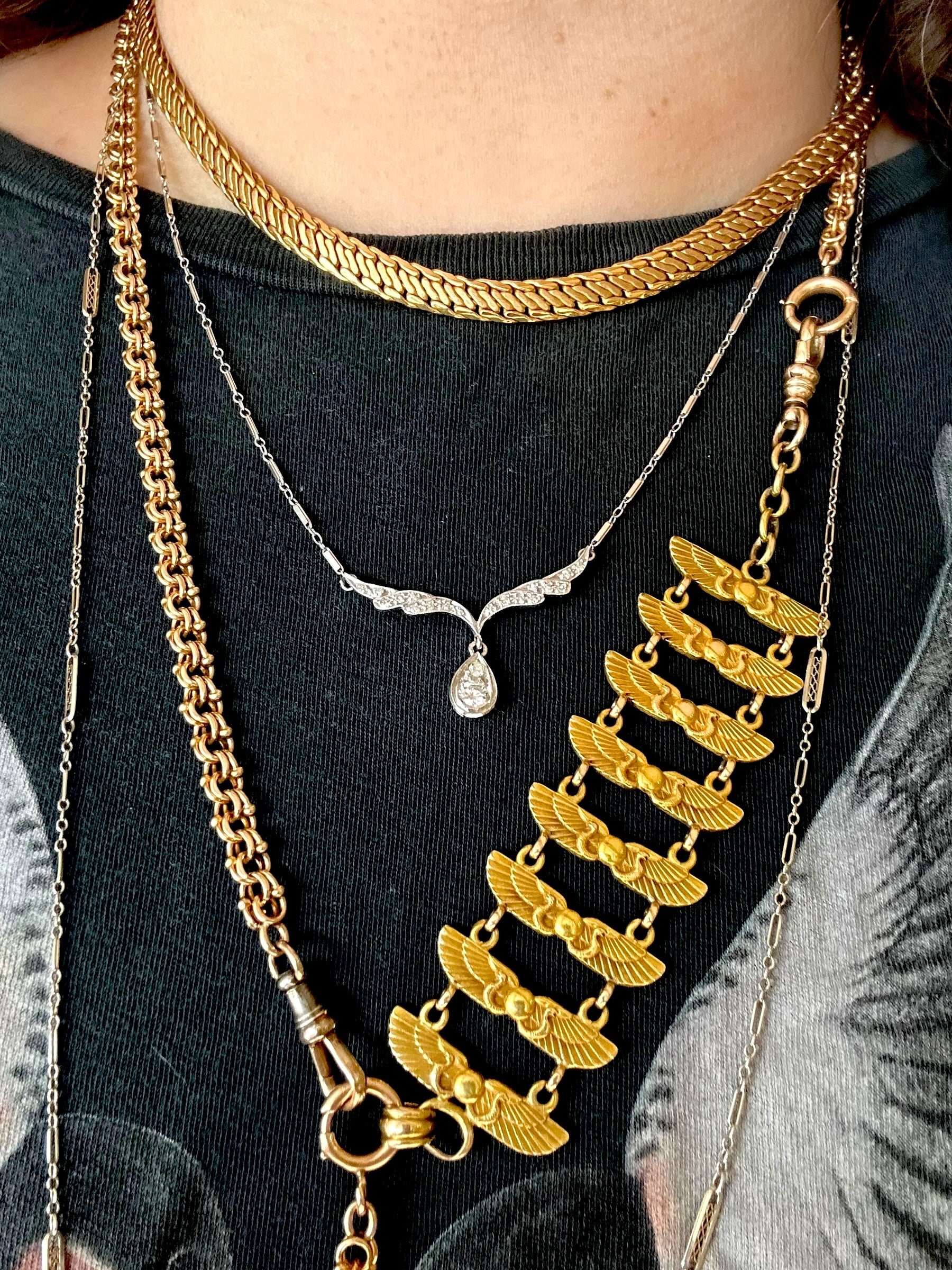 14k Diamond Wing Shaped Pendant Necklace
