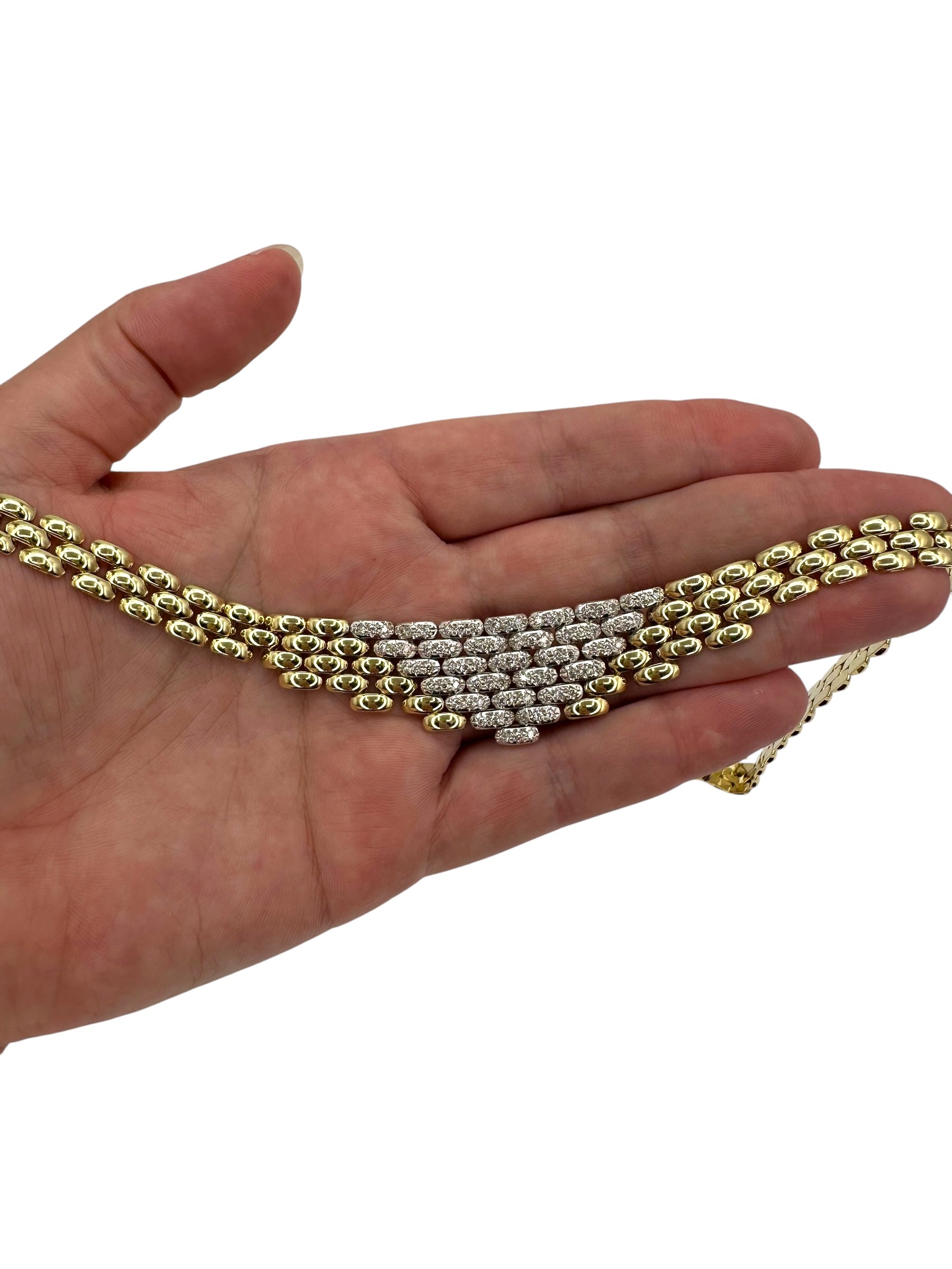 14k Diamond Panther Link Collar Necklace
