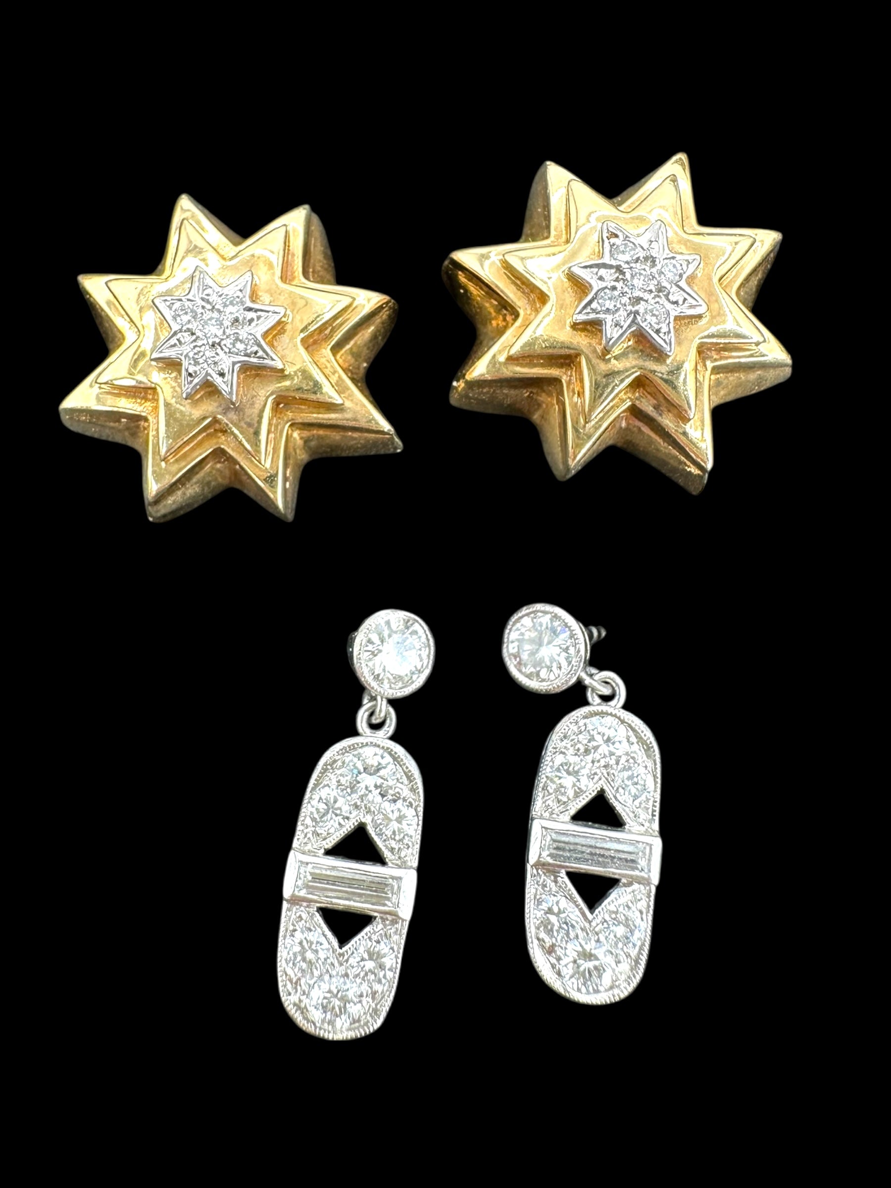 14k Star Diamond Earrings