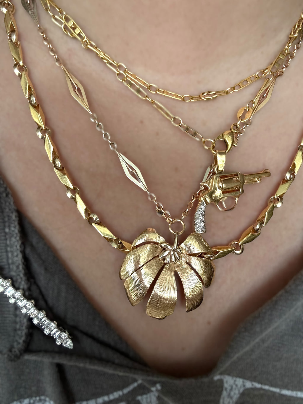 14k Two Tone Fancy Link Necklace
