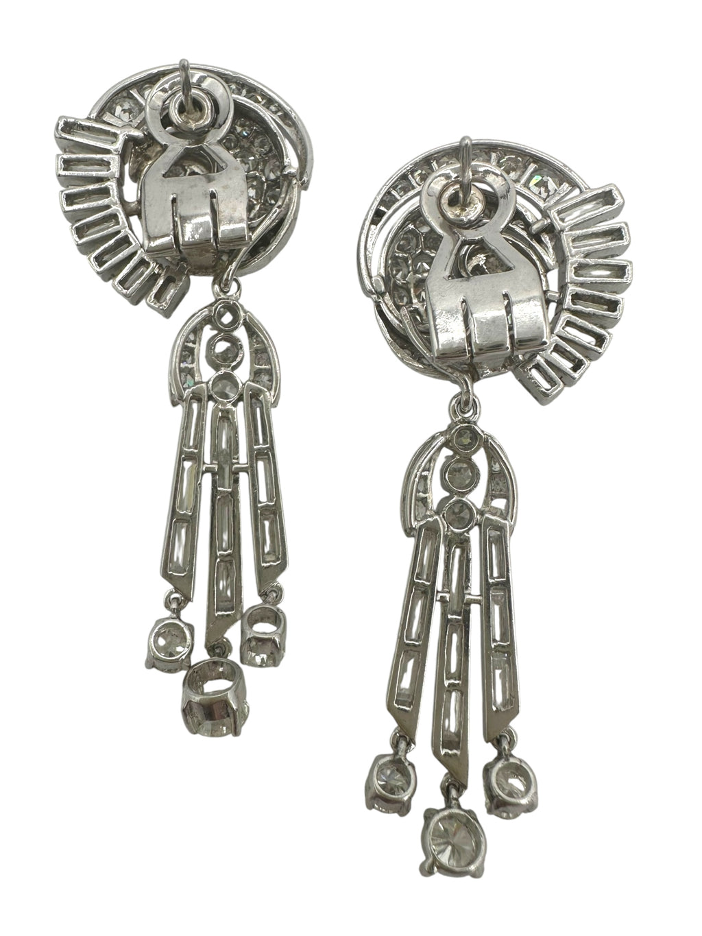 Platinum Diamond Day Night Drop Earrings