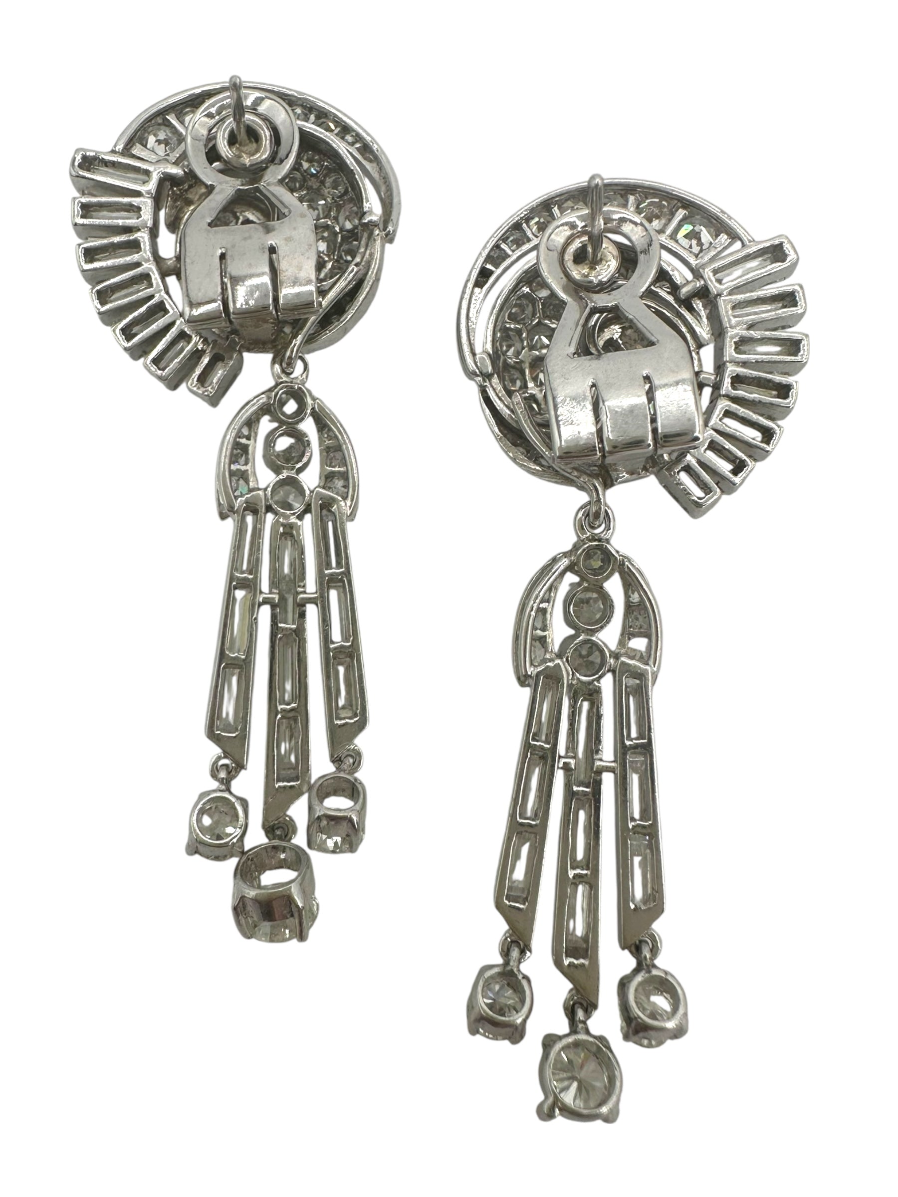 Platinum Diamond Day Night Drop Earrings