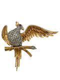 18k Retro Cockatiel Bird on Branch Brooch