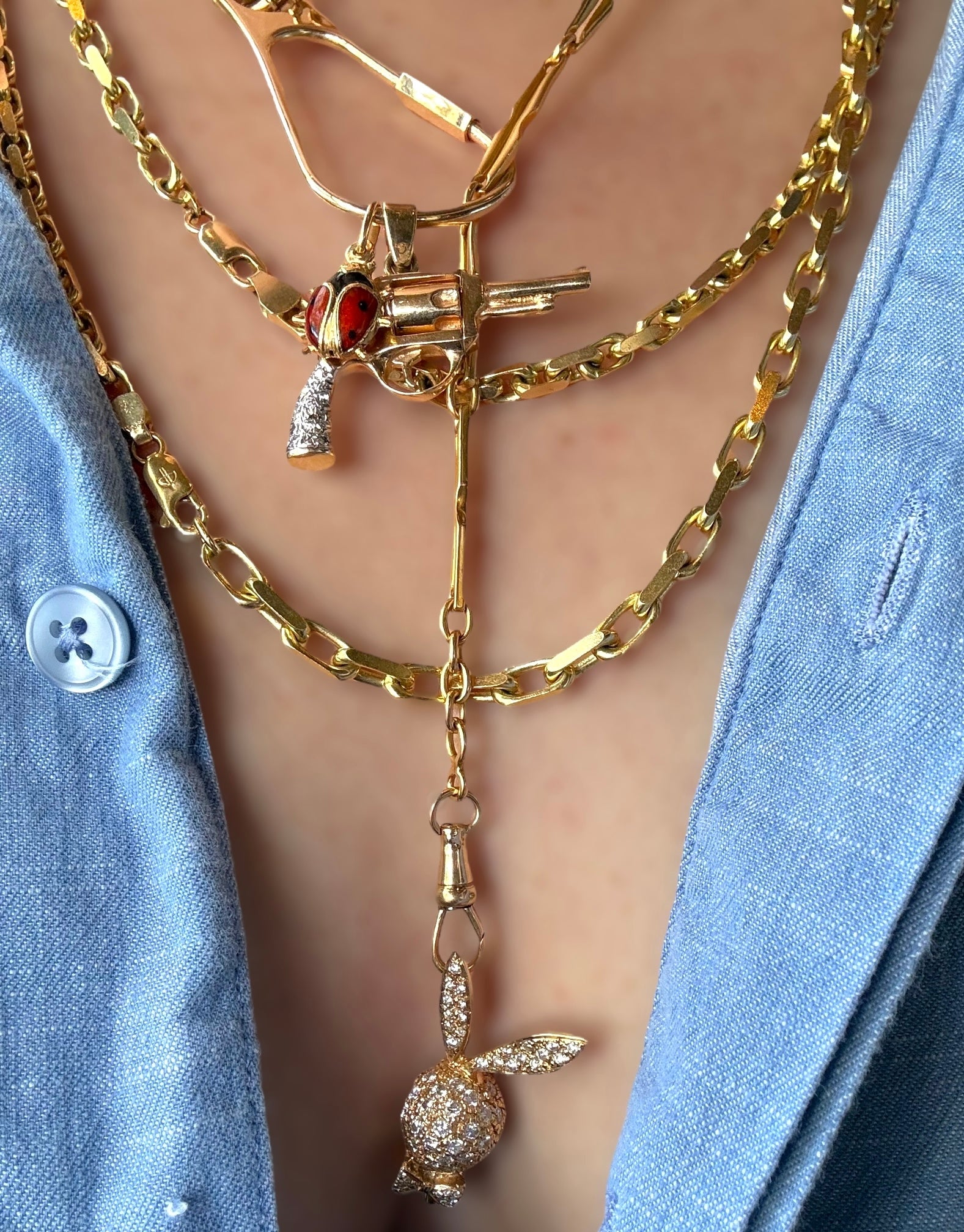 14k Diamond Playboy Bunny Pendant