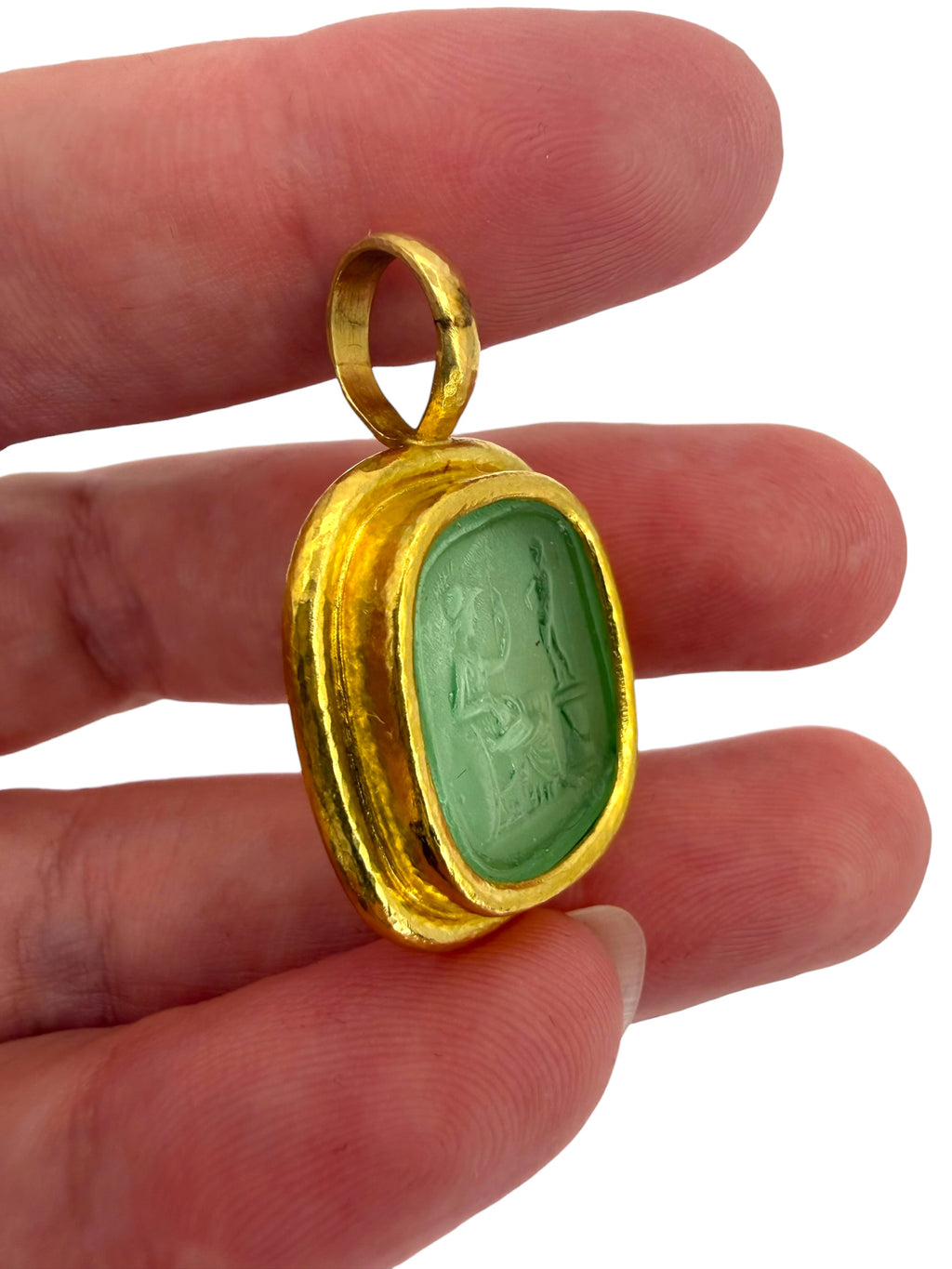 18k Glass Intaglio Pendant