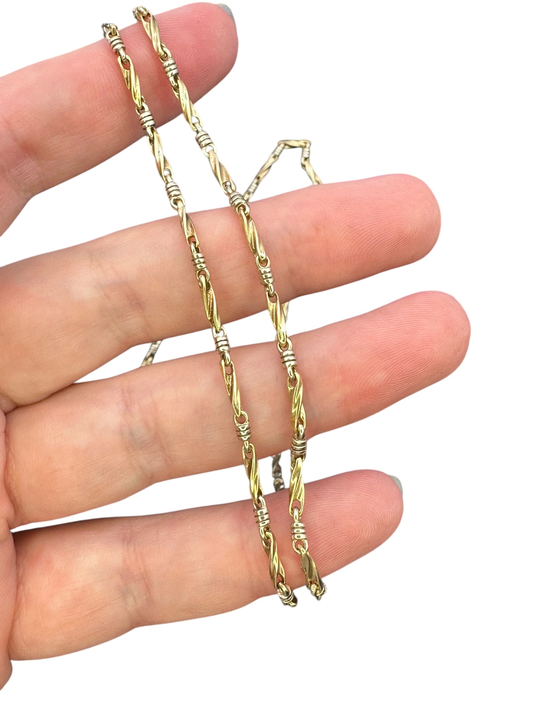 14k Two Tone Twist Link Necklace