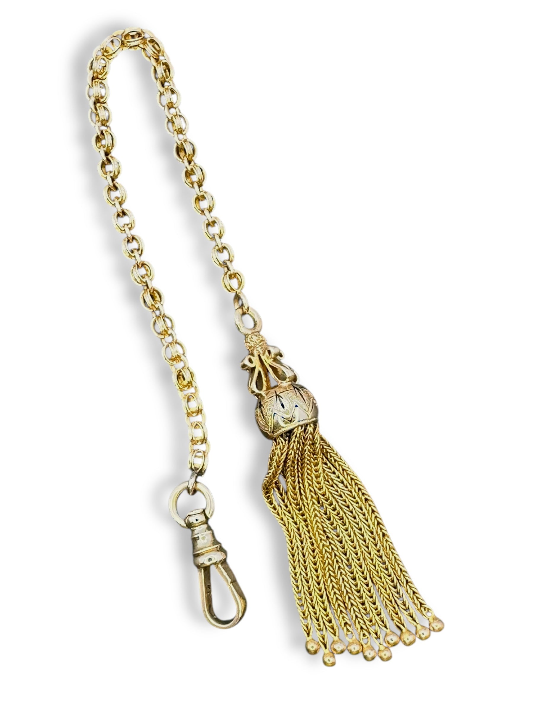 14k Yellow Gold Tassel Fob Chain