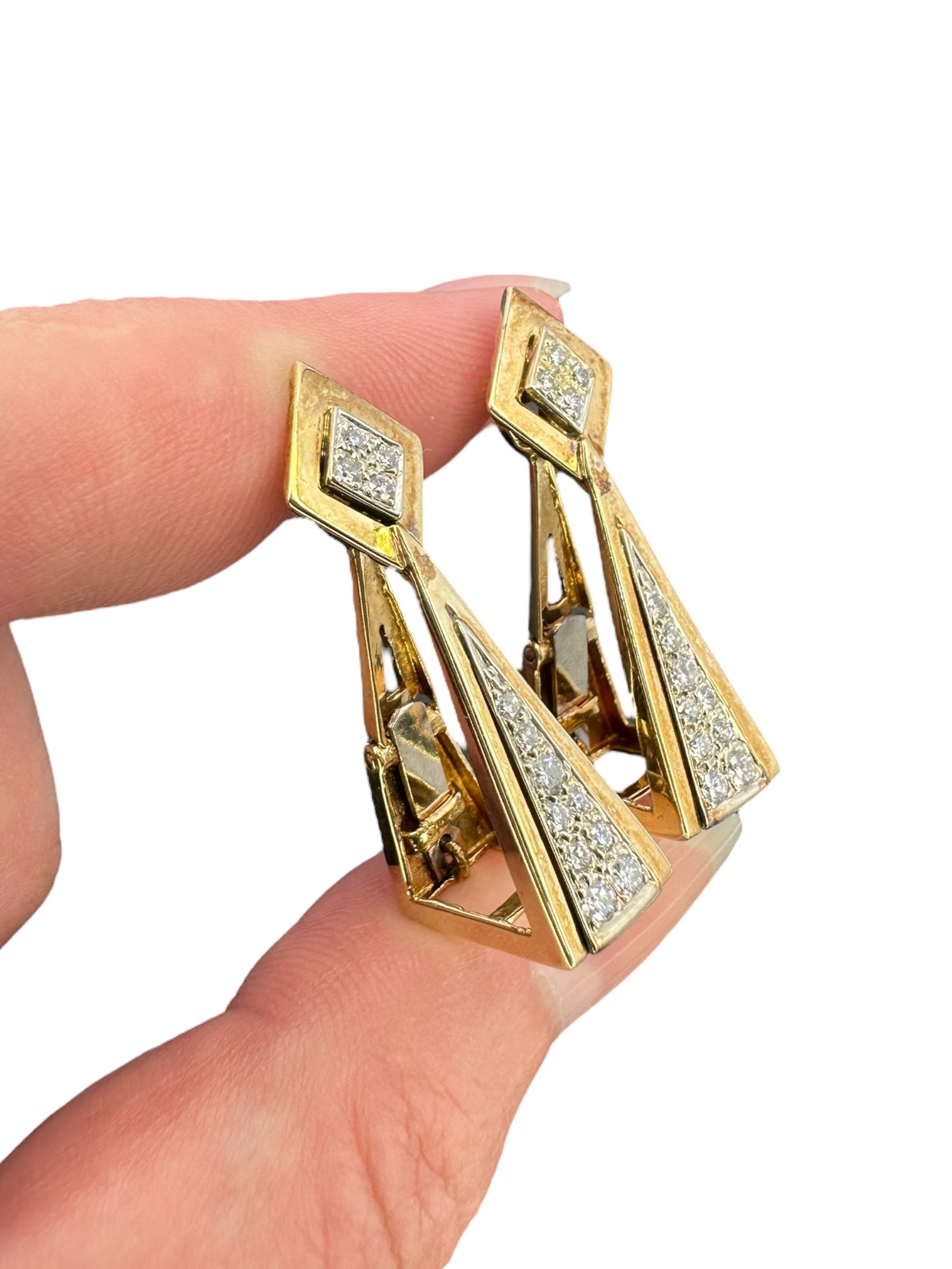 14k Diamond Drop/ Hoop Earrings