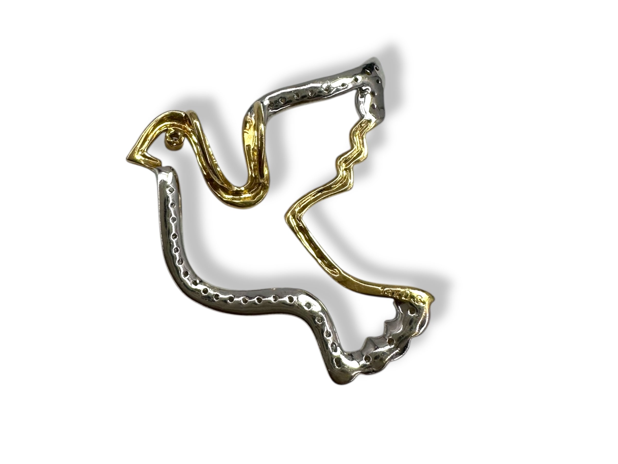 14k Diamond Dove Pendant