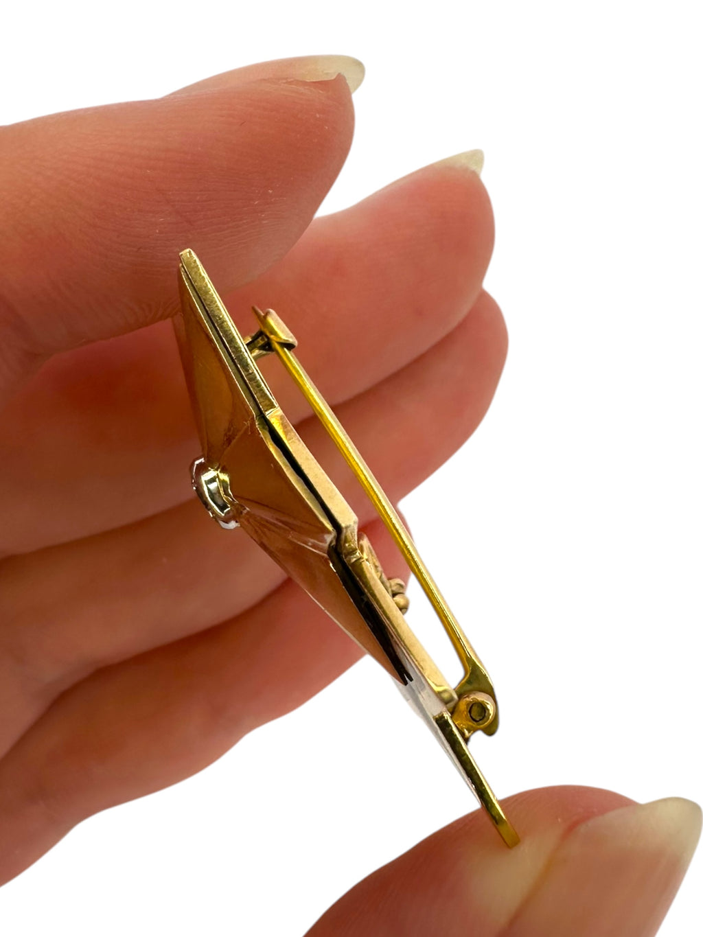 14k Enamel Double Star Diamond Brooch/ Pendant