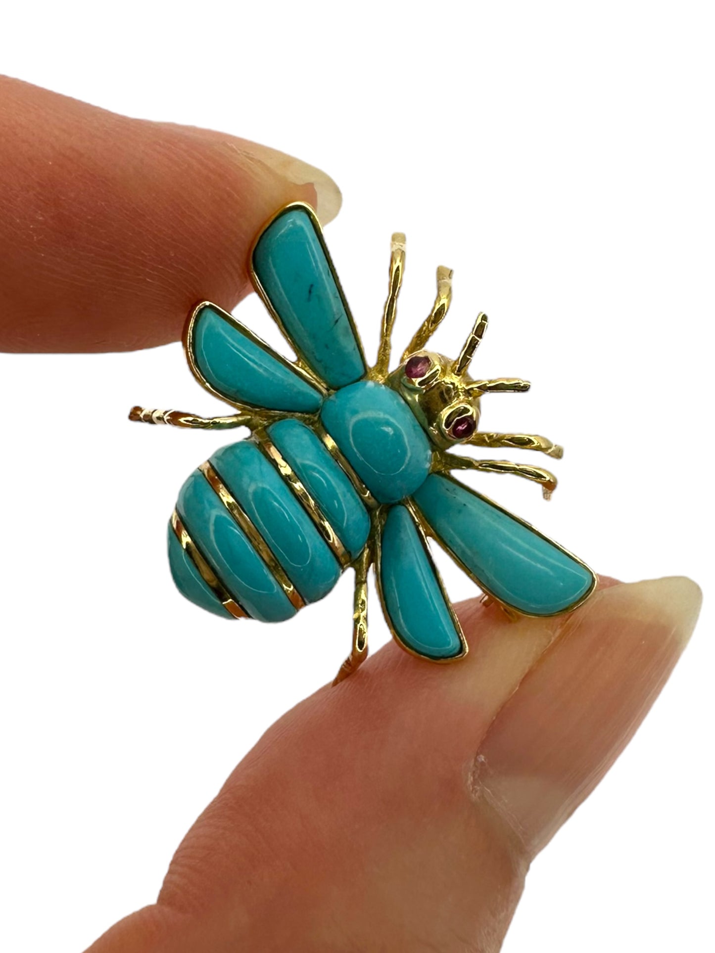 14k Turquoise Bee Brooch