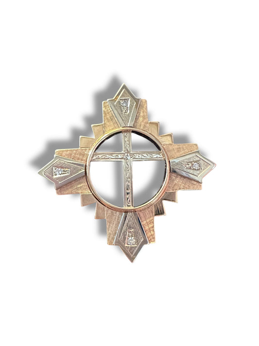 14k Cross Star Diamond Pendant