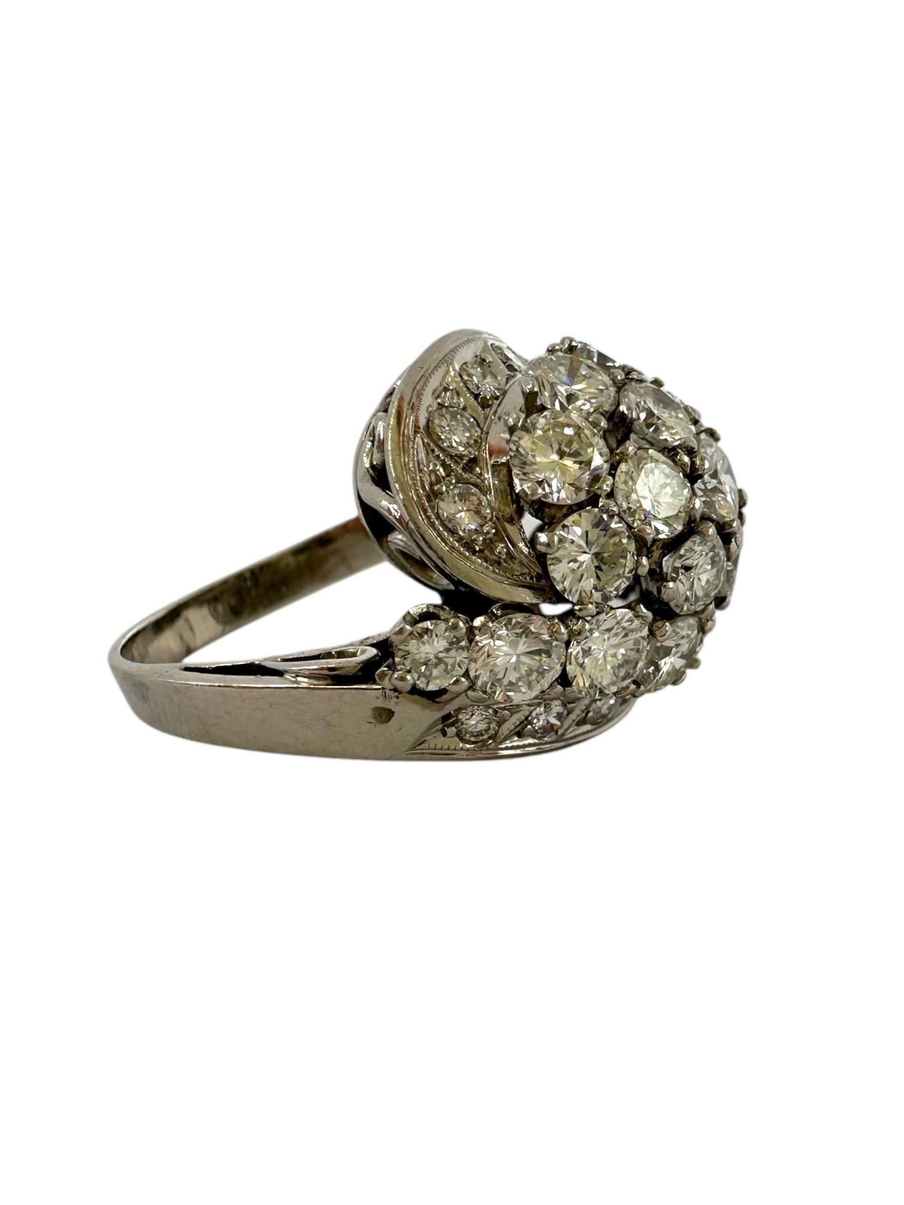 Platinum Bombe Cluster Cocktail Ring