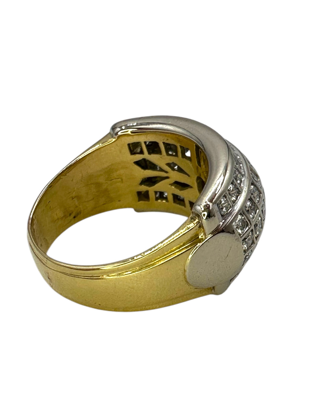 18k Two Tone Chunky Diamond Band Ring