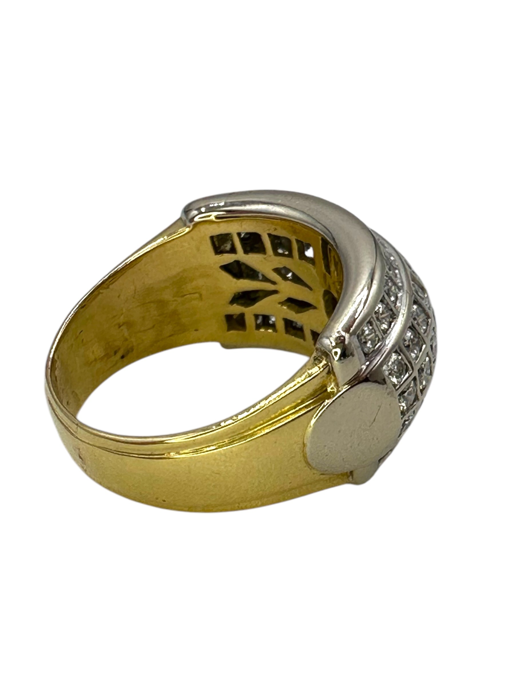 18k Two Tone Chunky Diamond Band Ring