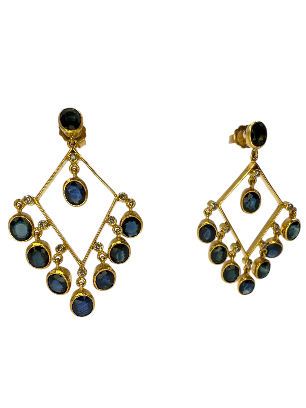 18k Sapphire Diamond Drop Earrings