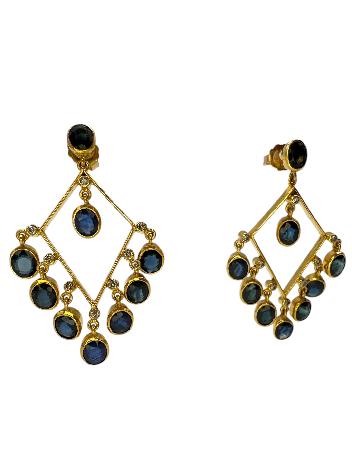 18k Sapphire Diamond Drop Earrings