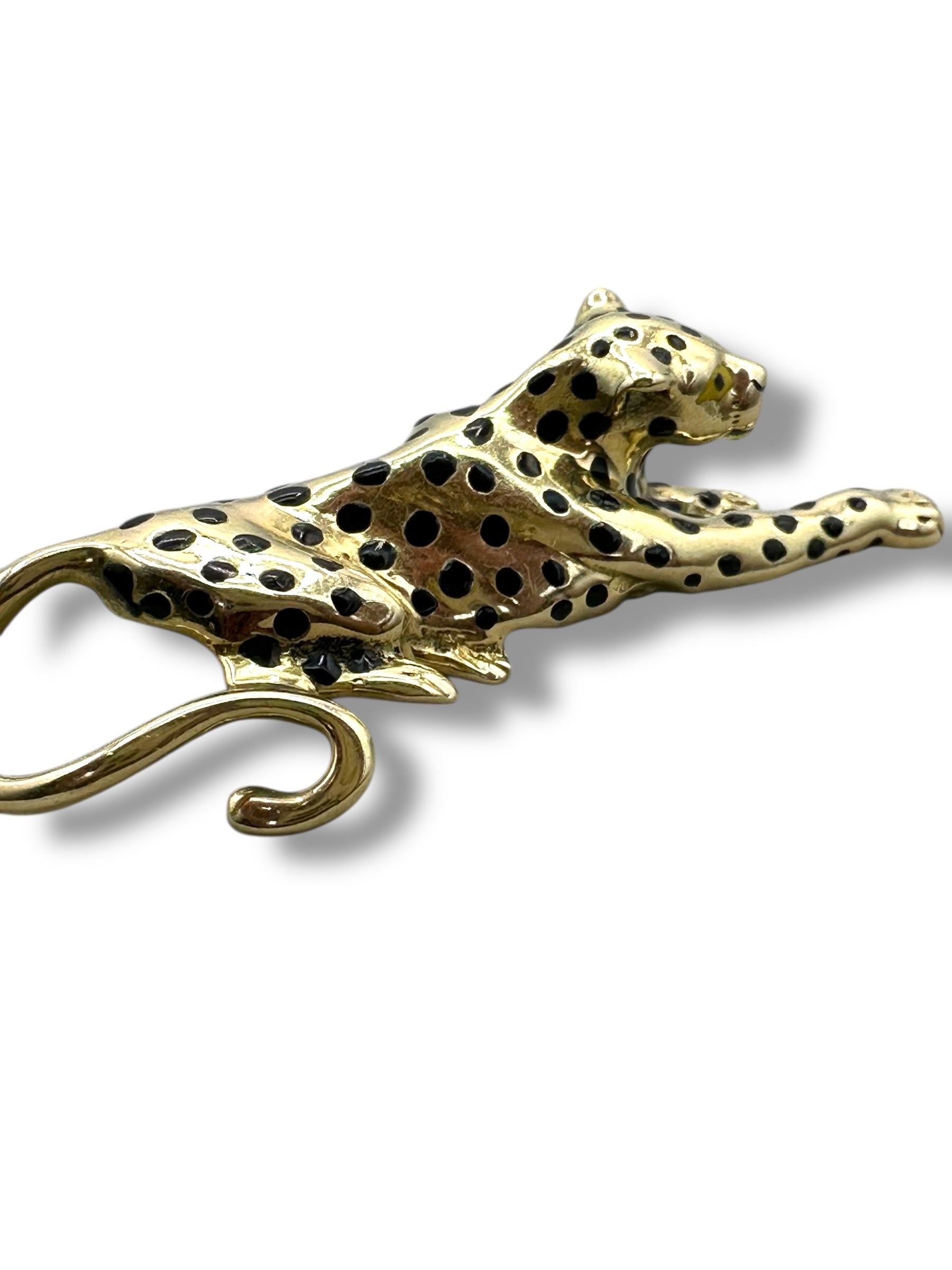 14k Enamel Panther Slide Pendant