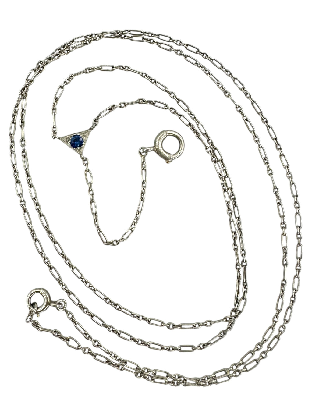 Art Deco Platinum Sapphire Lavaliere Necklace