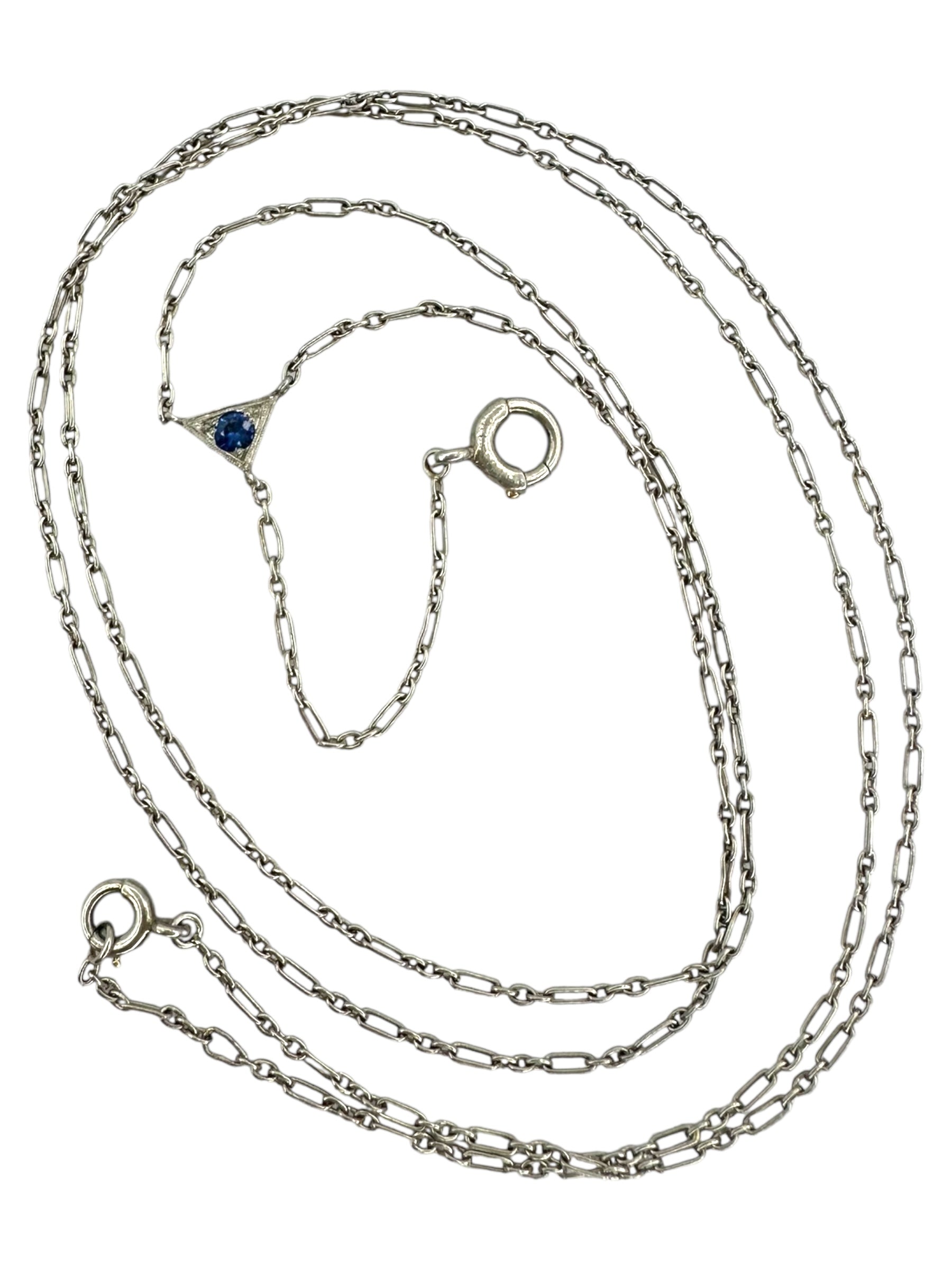 Art Deco Platinum Sapphire Lavaliere Necklace