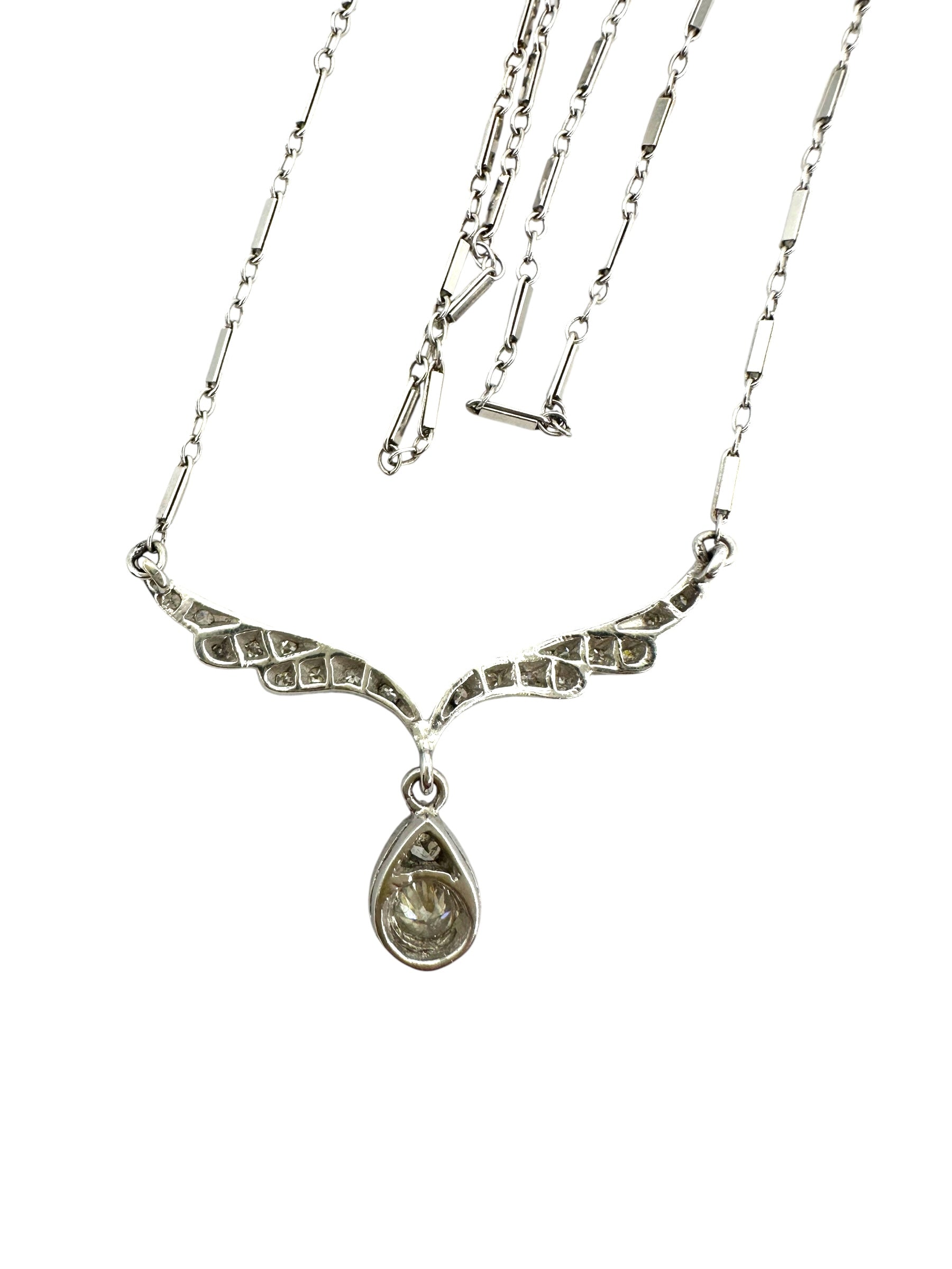 14k Diamond Wing Shaped Pendant Necklace