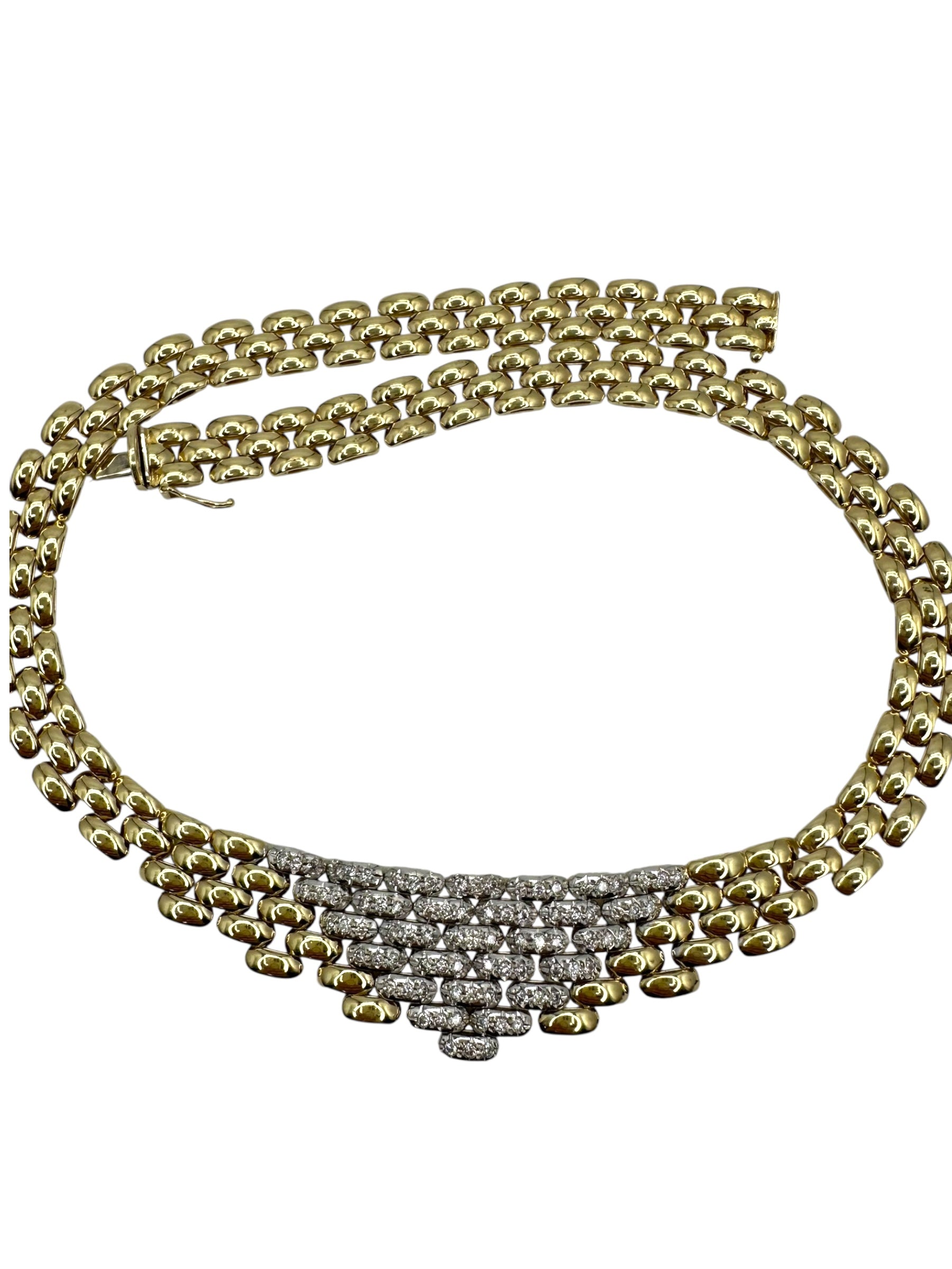 14k Diamond Panther Link Collar Necklace