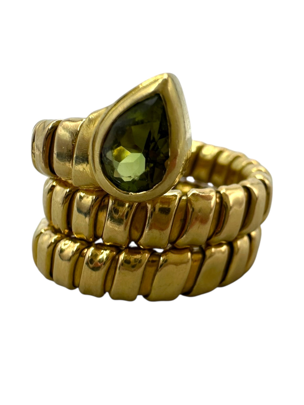18k Tubogas Peridot Snake Ring