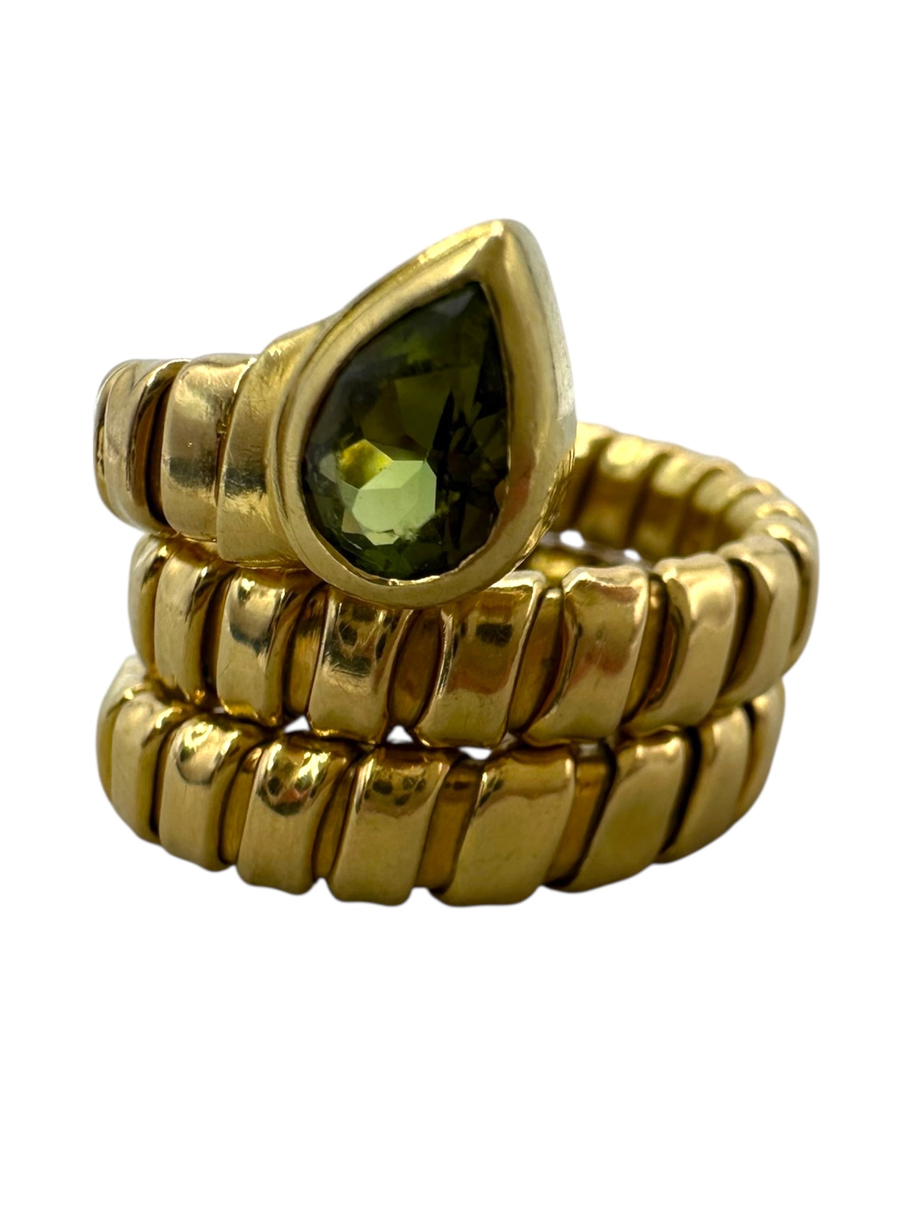 18k Tubogas Peridot Snake Ring