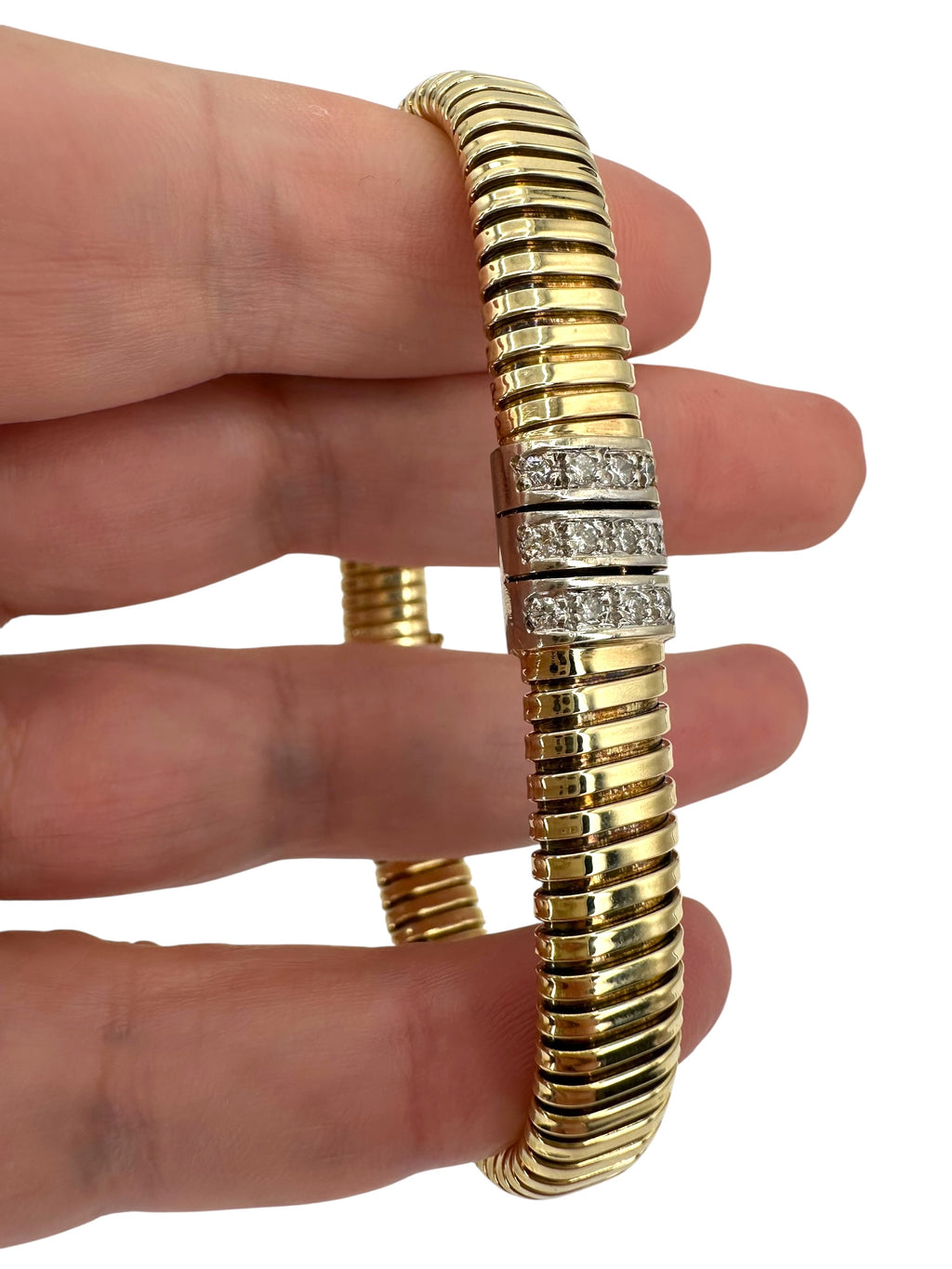 14k Diamond Station Tubogas Bracelet