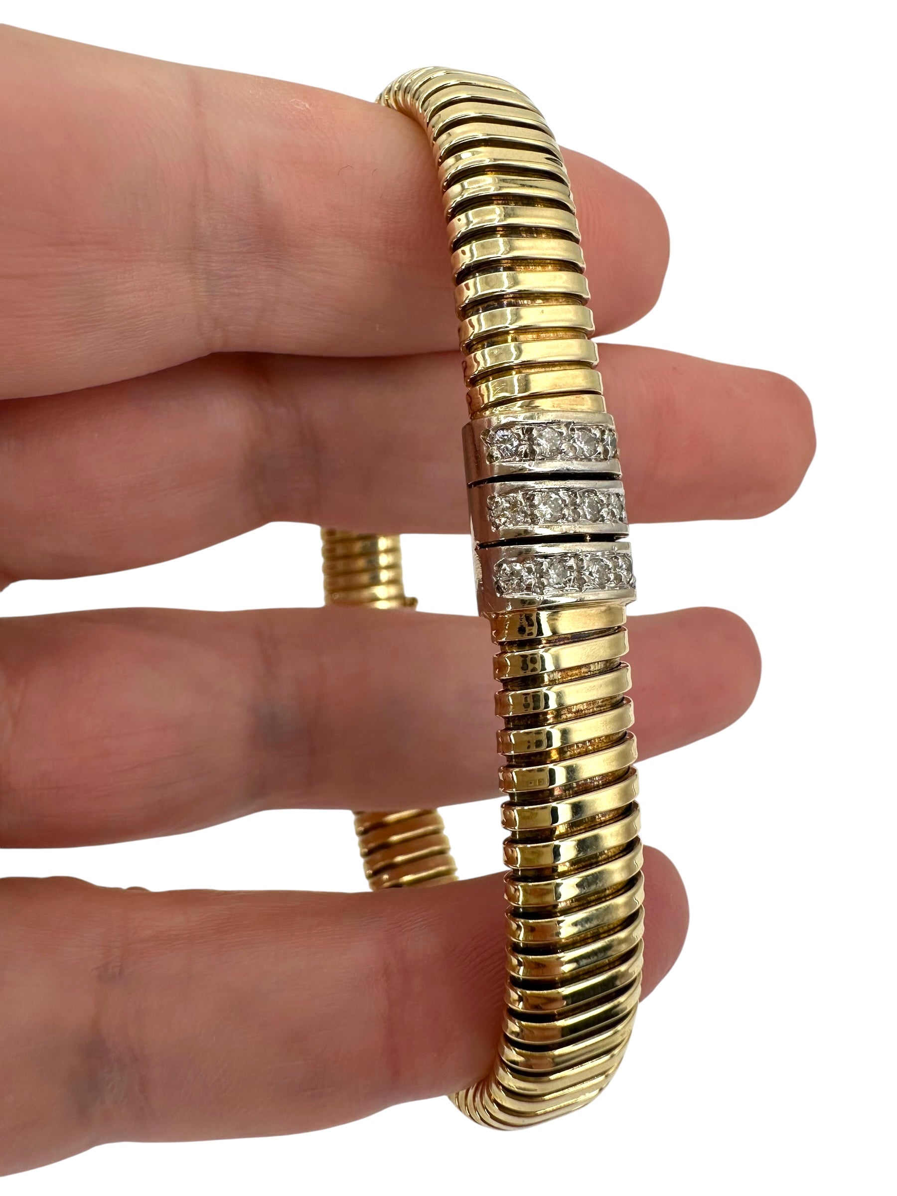 14k Diamond Station Tubogas Bracelet