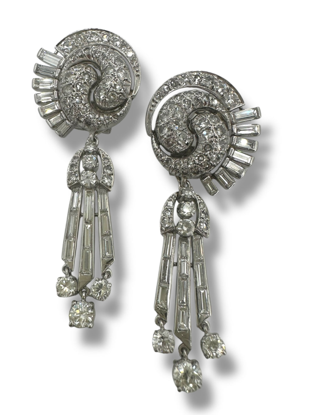 Platinum Diamond Day Night Drop Earrings