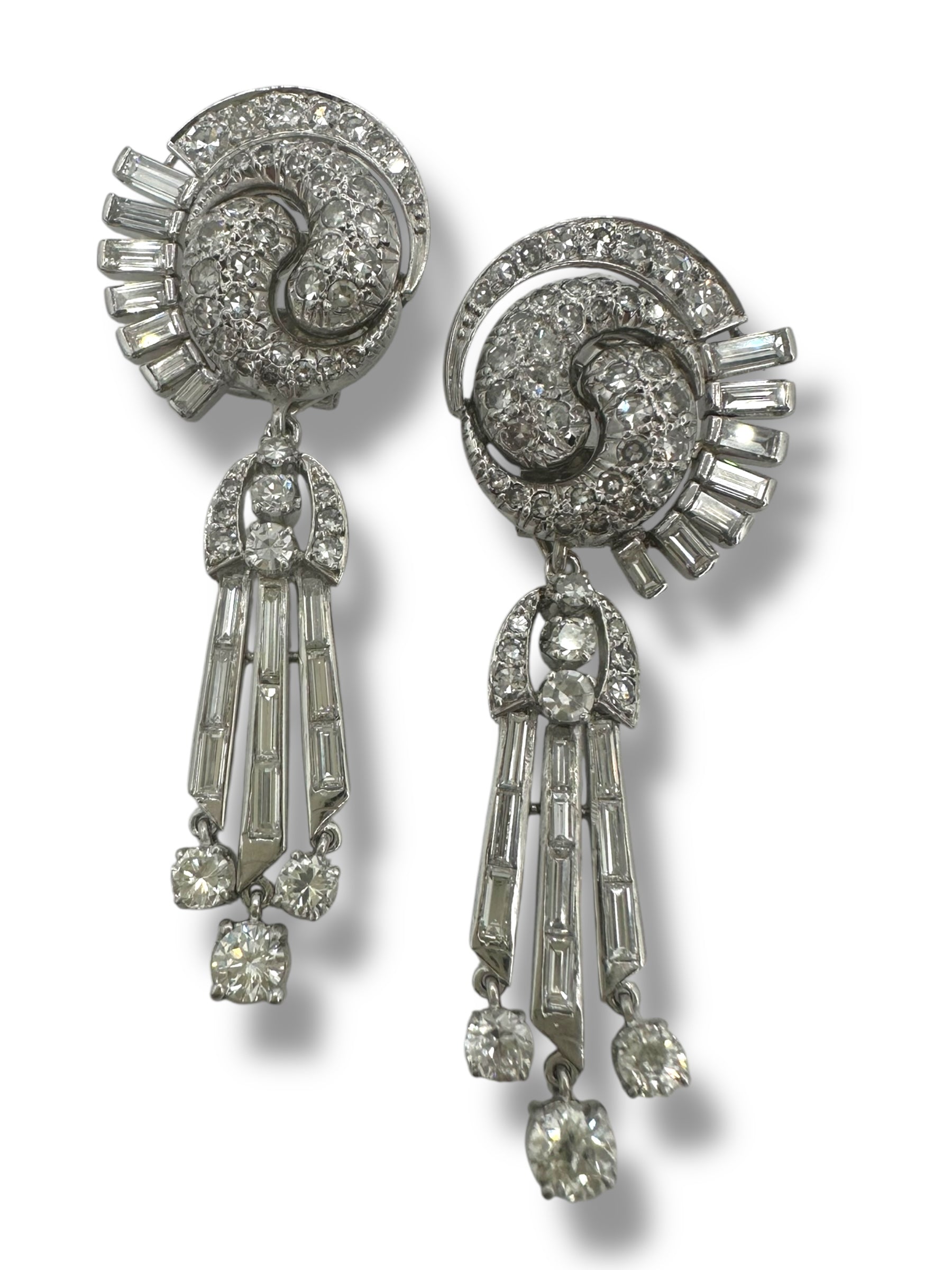 Platinum Diamond Day Night Drop Earrings