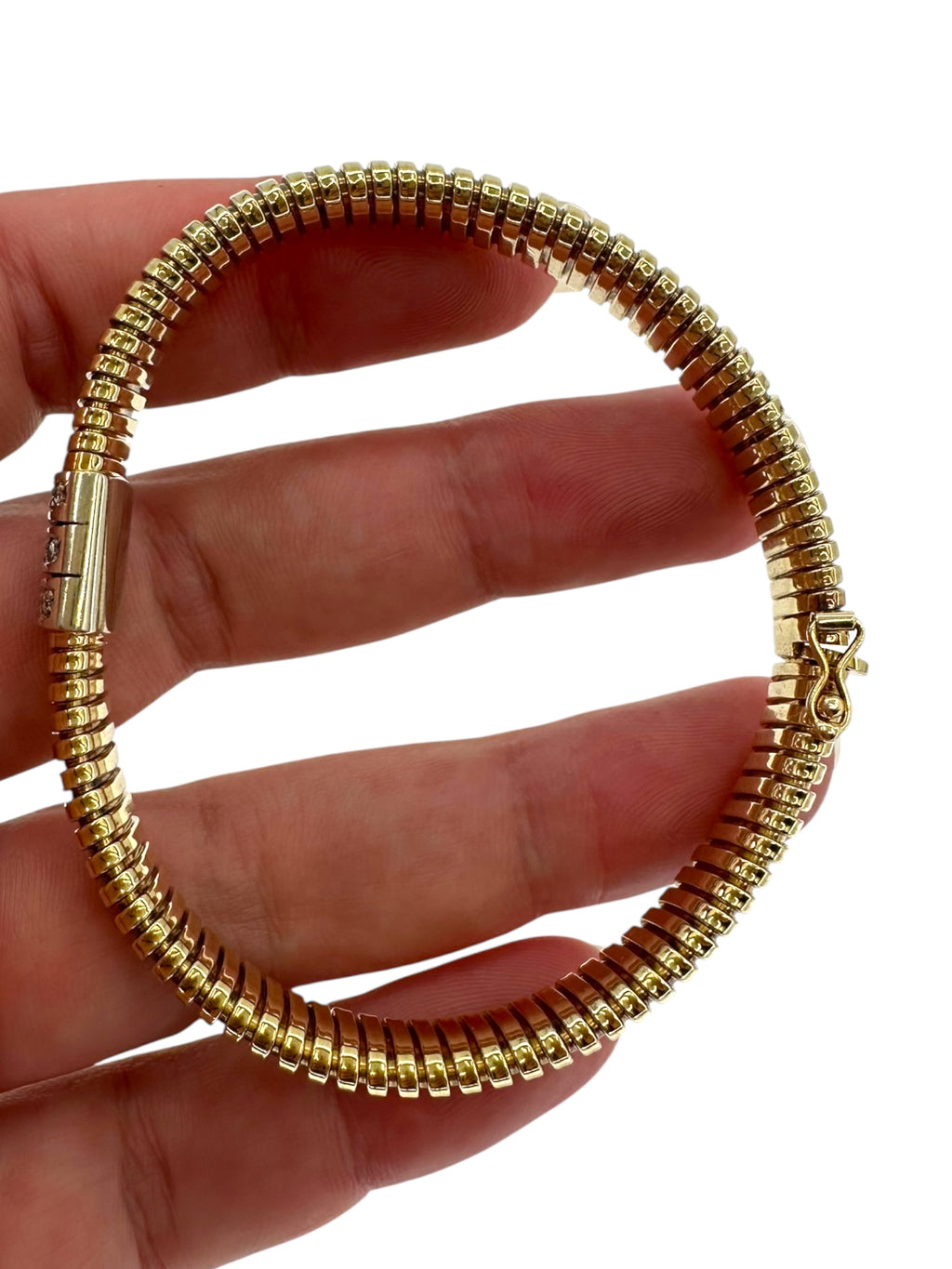 14k Diamond Station Tubogas Bracelet