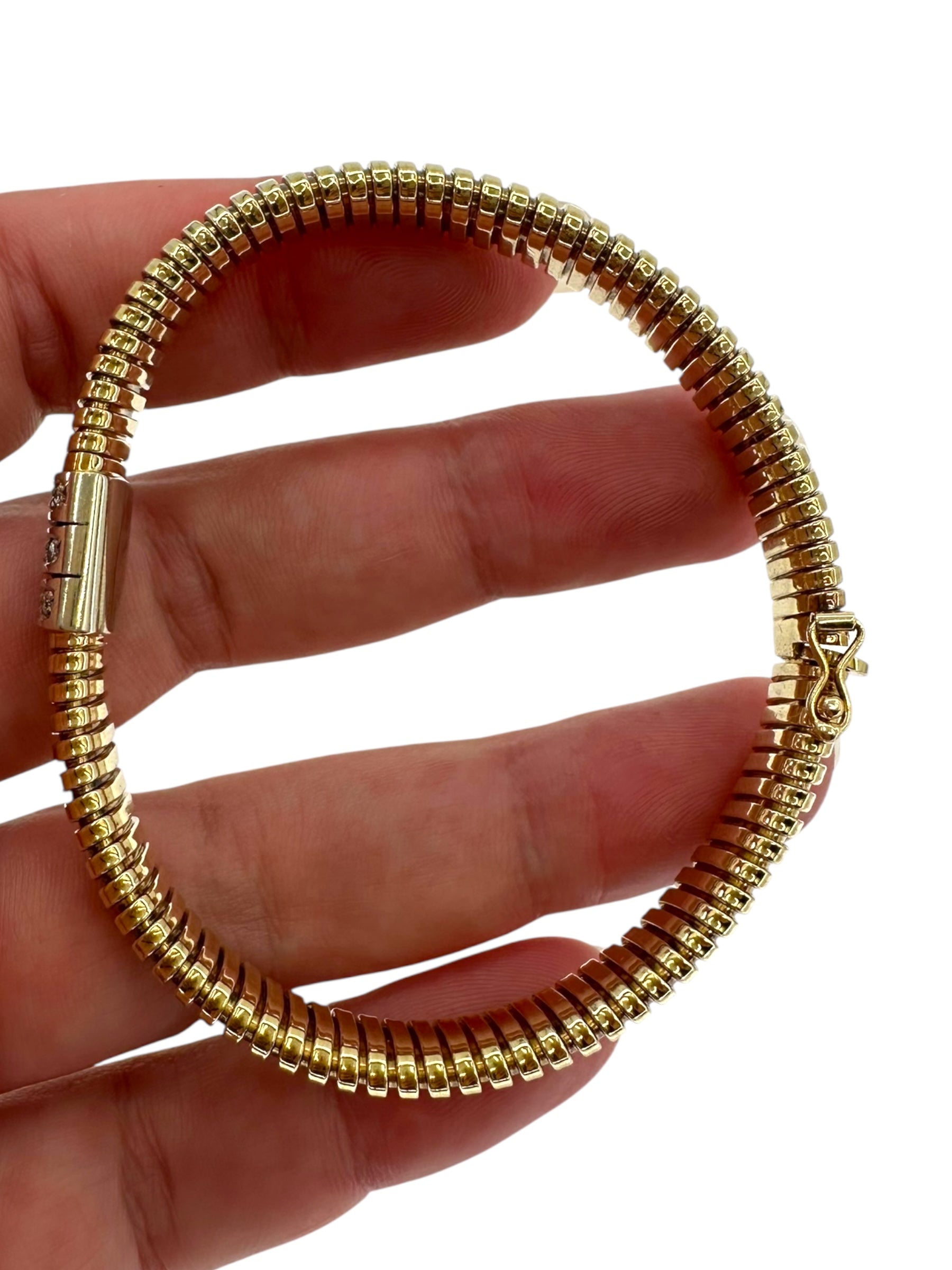 14k Diamond Station Tubogas Bracelet