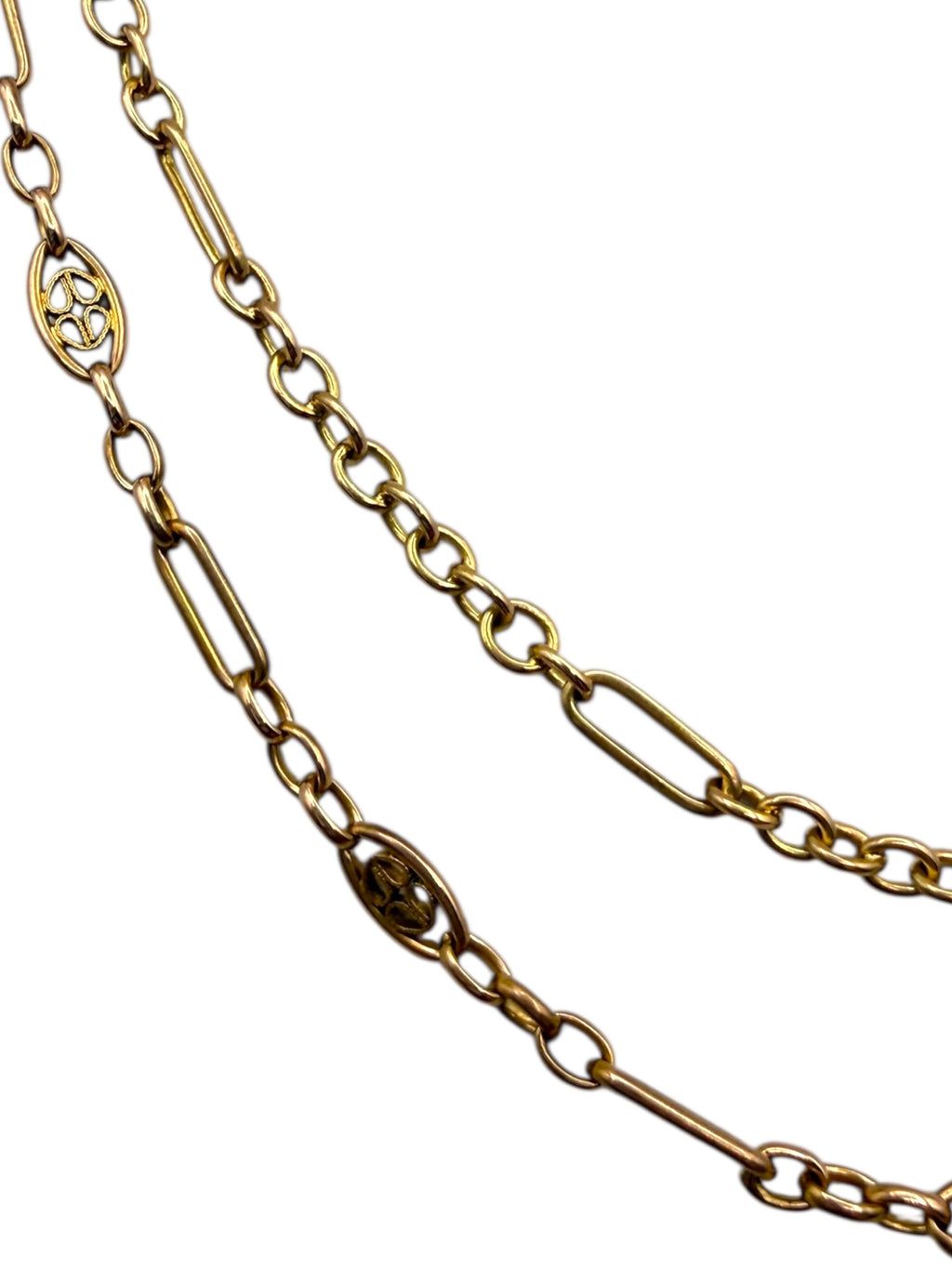 18k Early 1900s Handmade Chain Filigree Stations