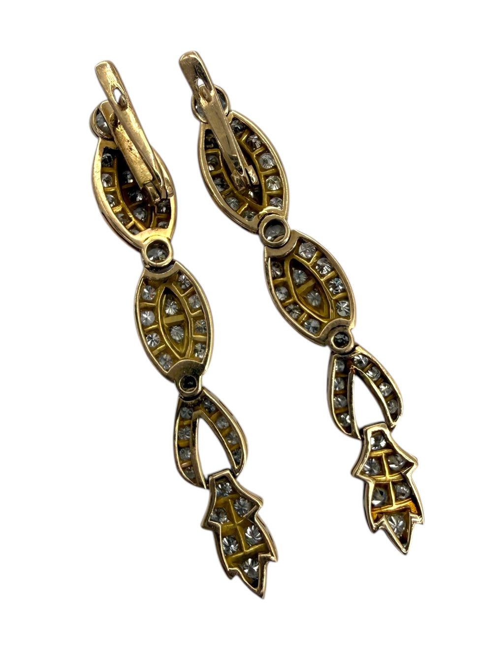 18k/ Platinum Diamond Drop Earrings