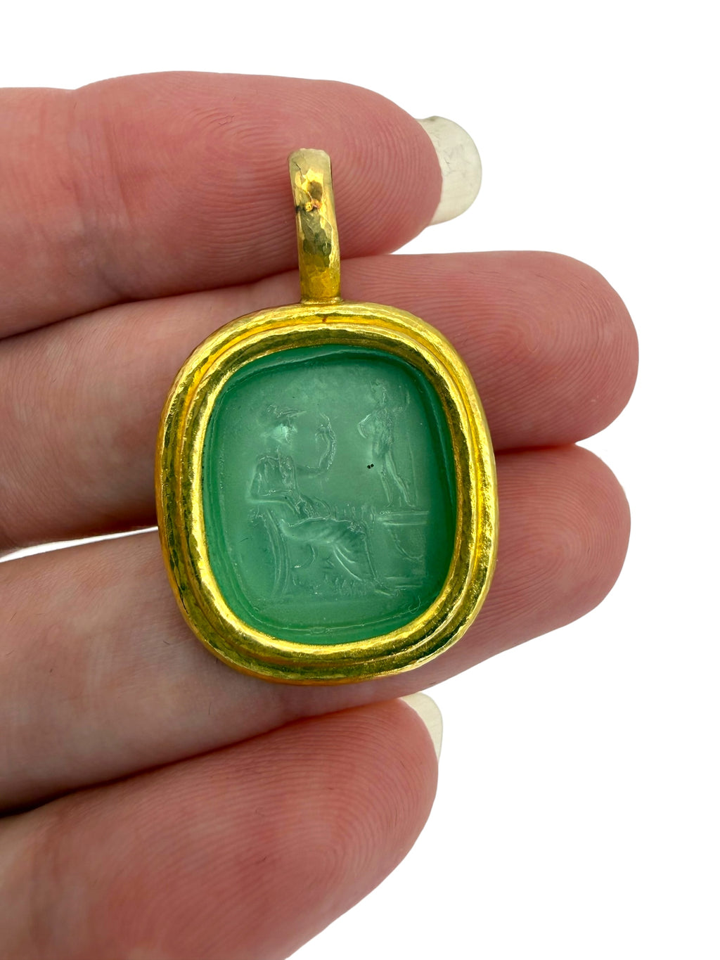 18k Glass Intaglio Pendant