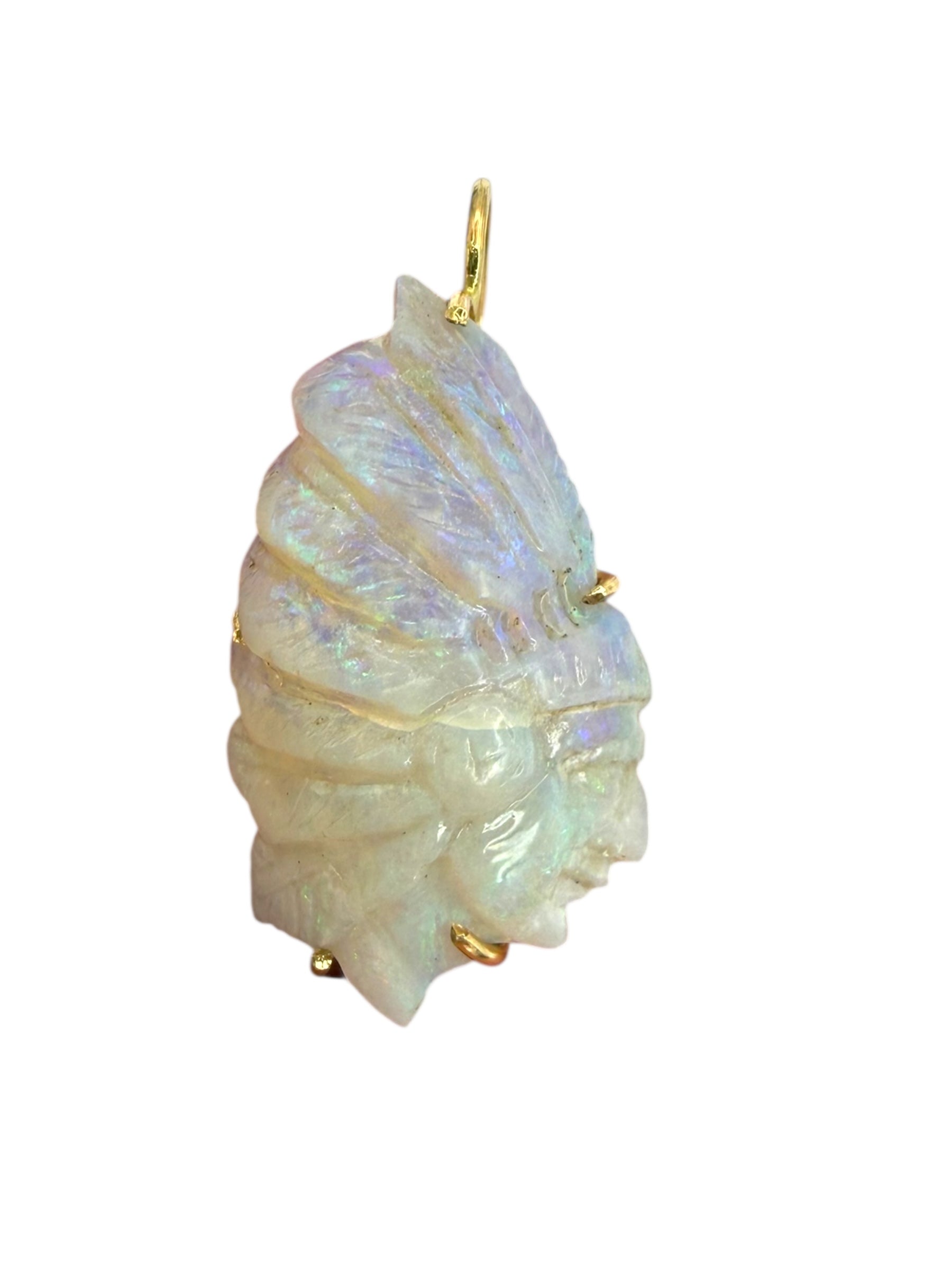 14k Indian Head Opal Pendant