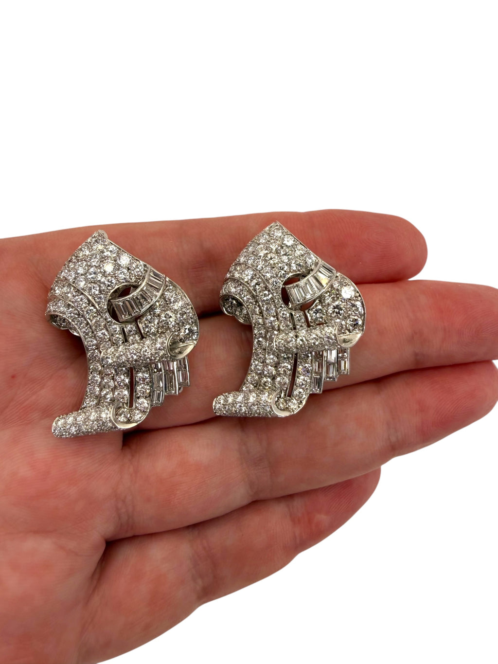 Platinum Diamond Double Clip Brooch