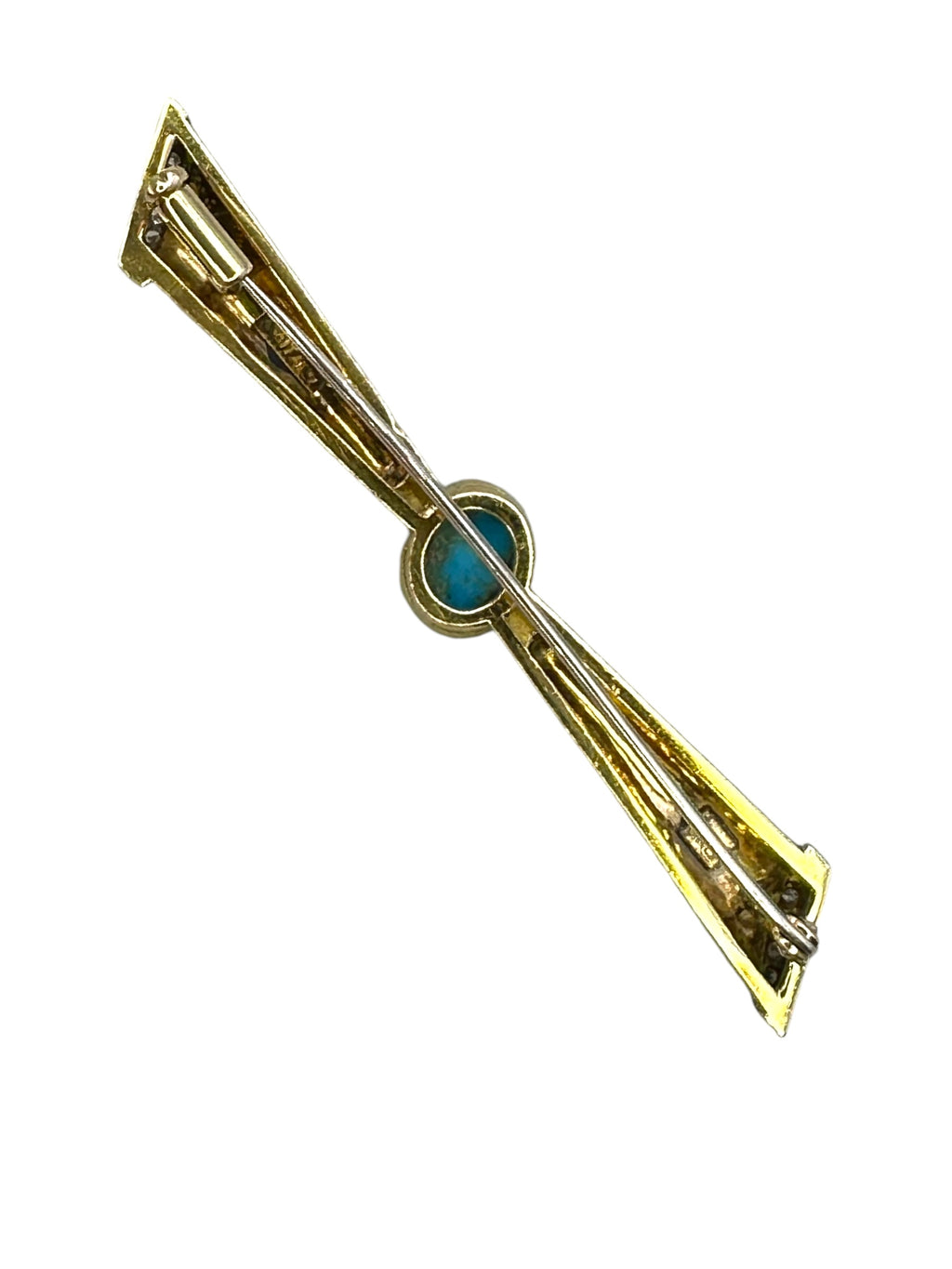 18k Enamel Diamond Turquoise Pin