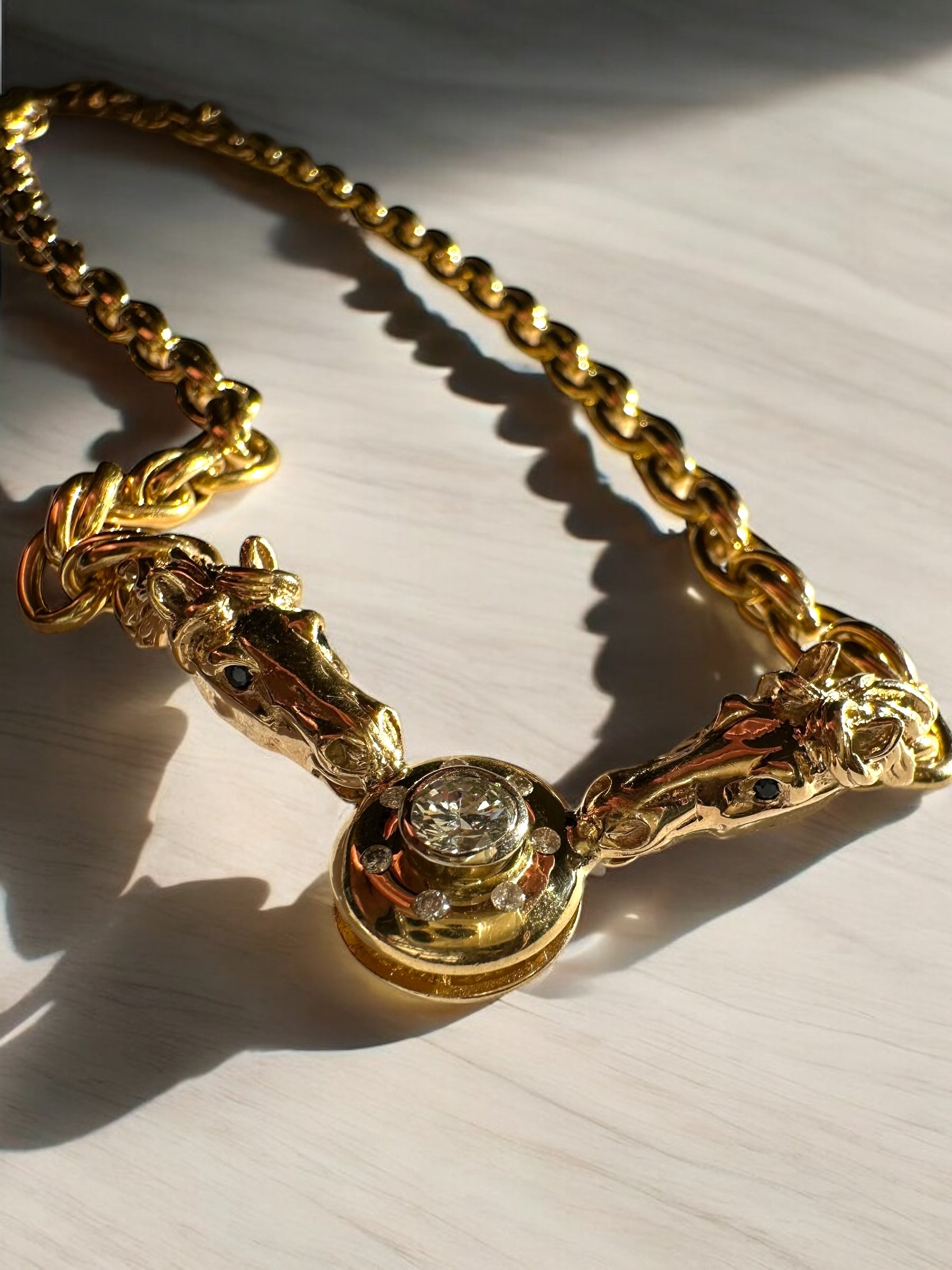 14k Diamond Horsehead Necklace