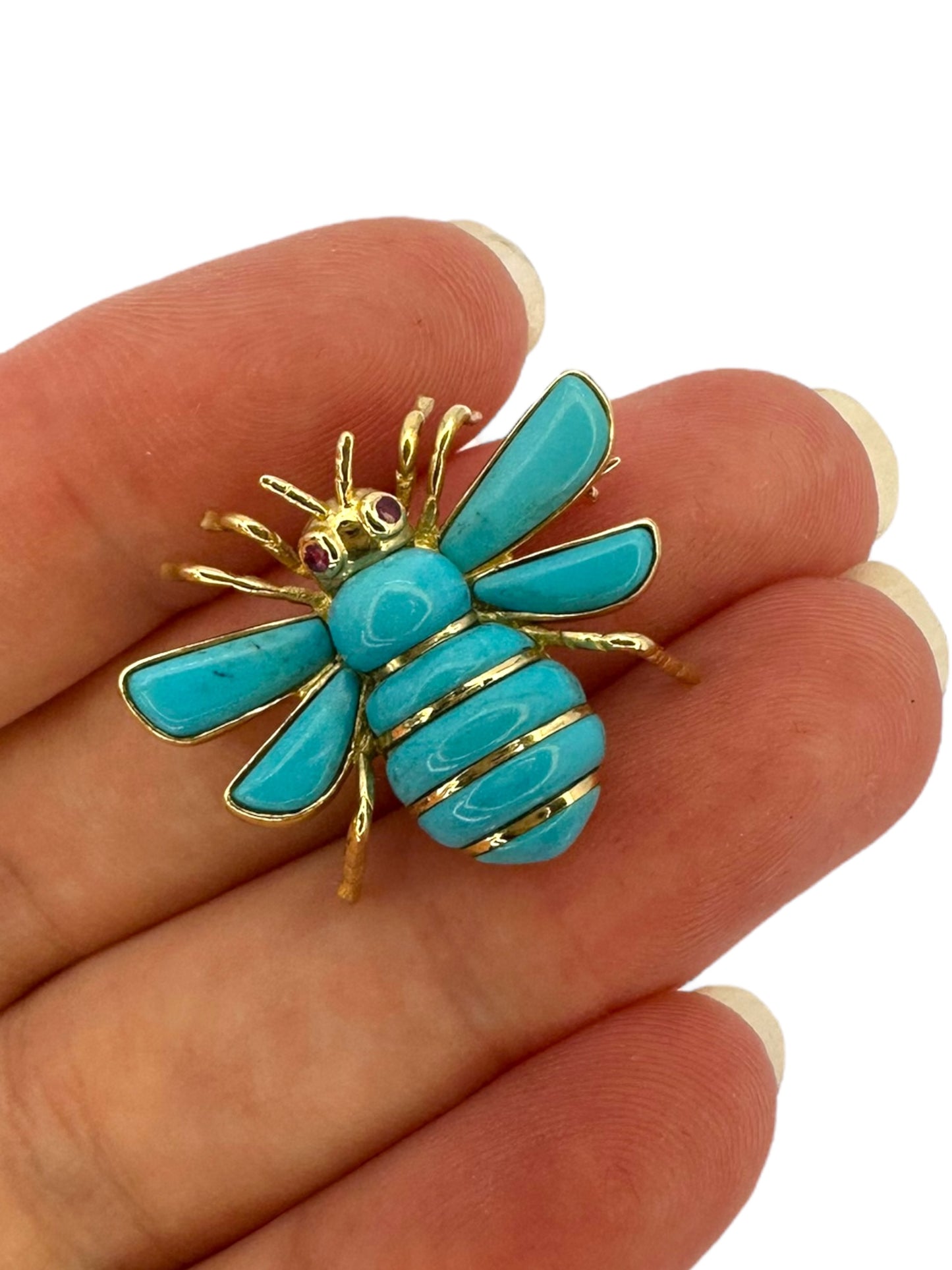 14k Turquoise Bee Brooch