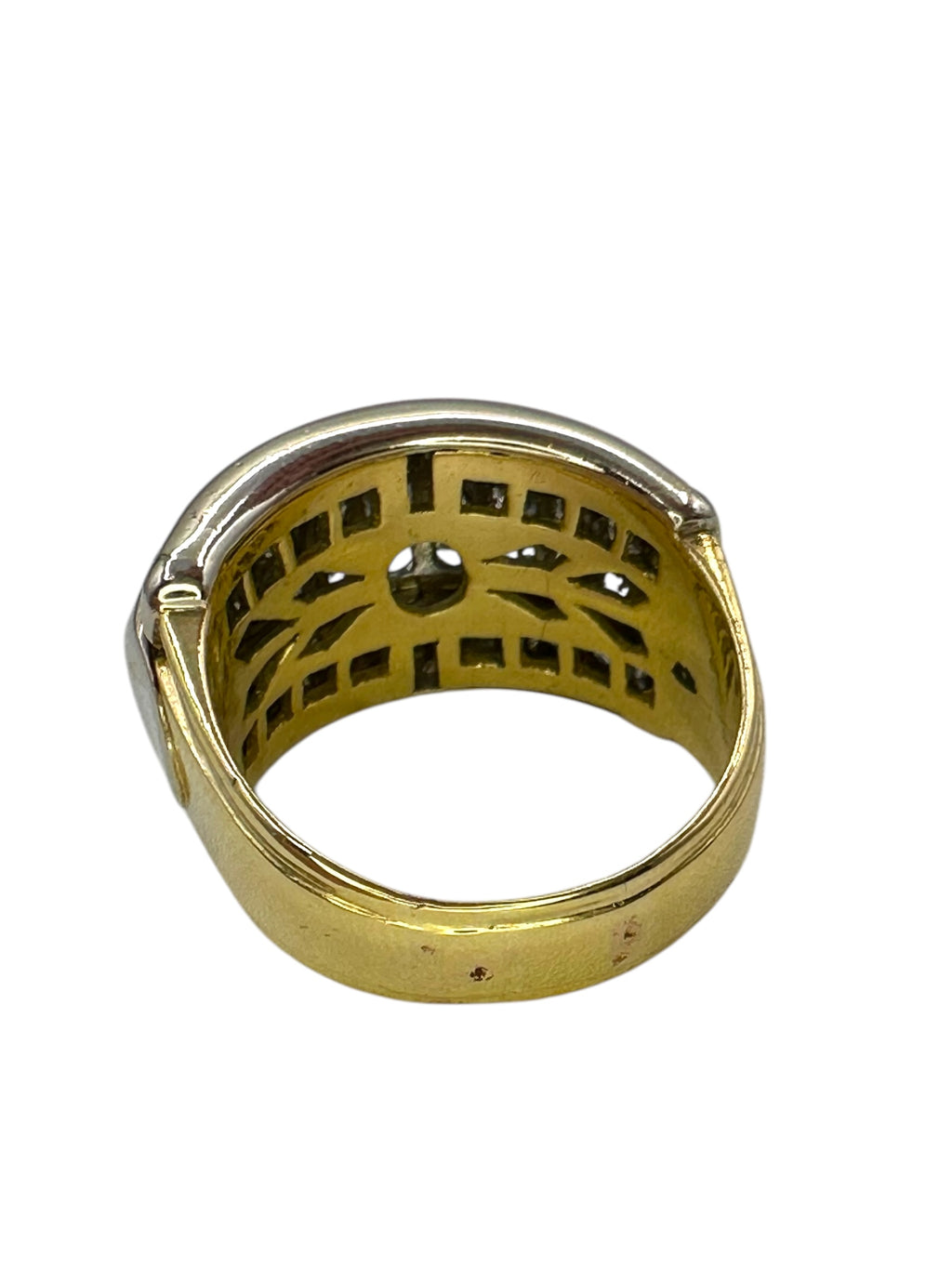 18k Two Tone Chunky Diamond Band Ring