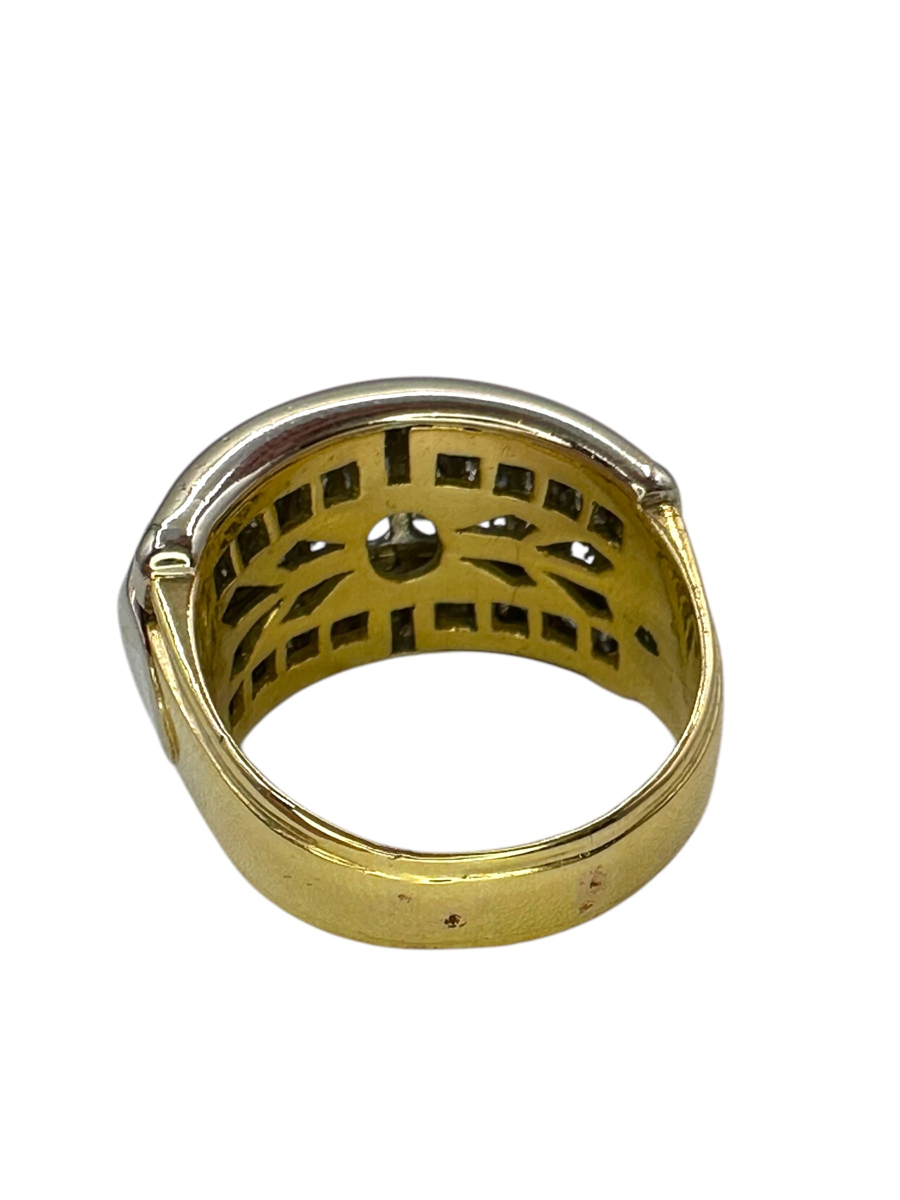18k Two Tone Chunky Diamond Band Ring