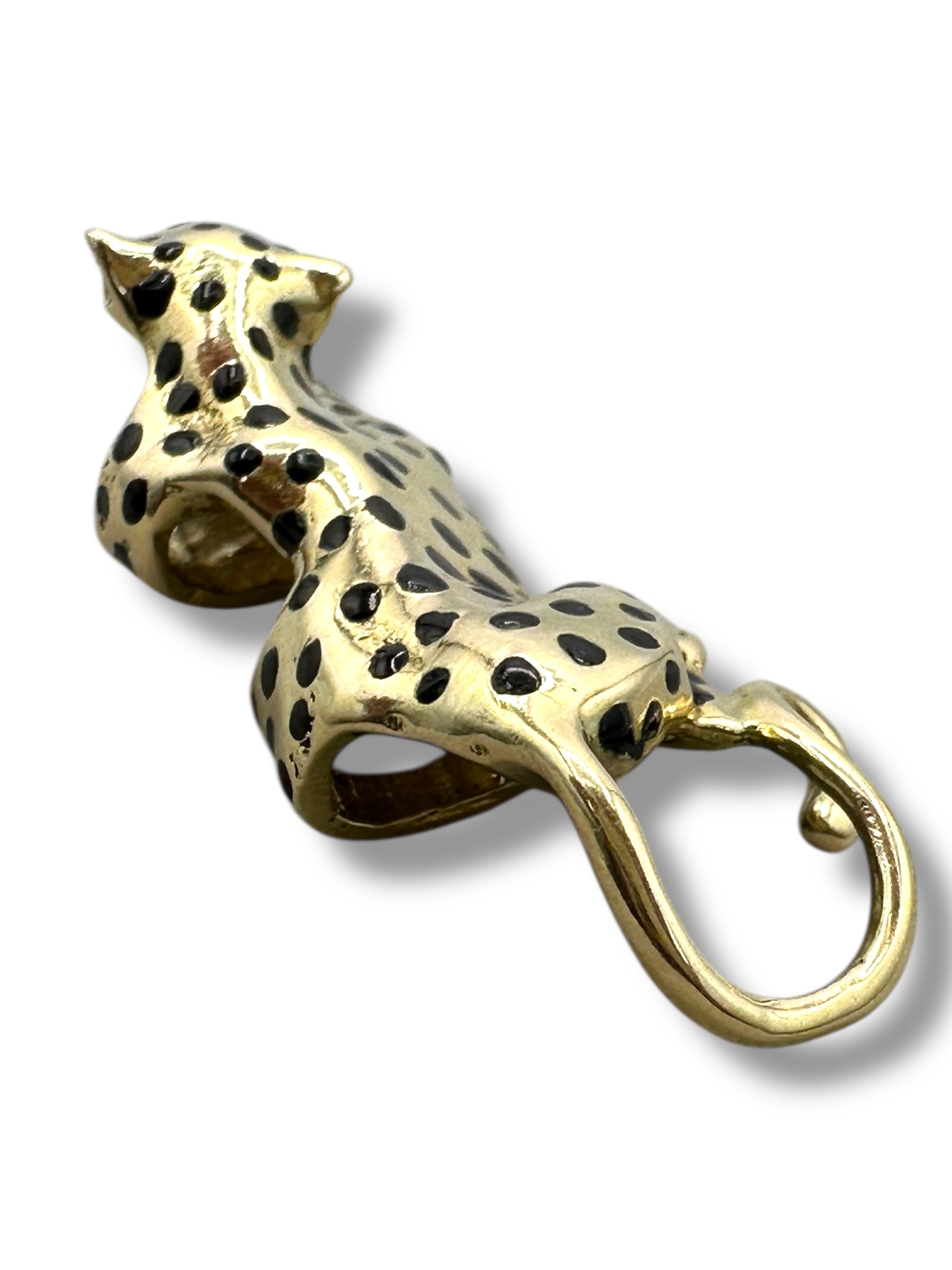 14k Enamel Panther Slide Pendant