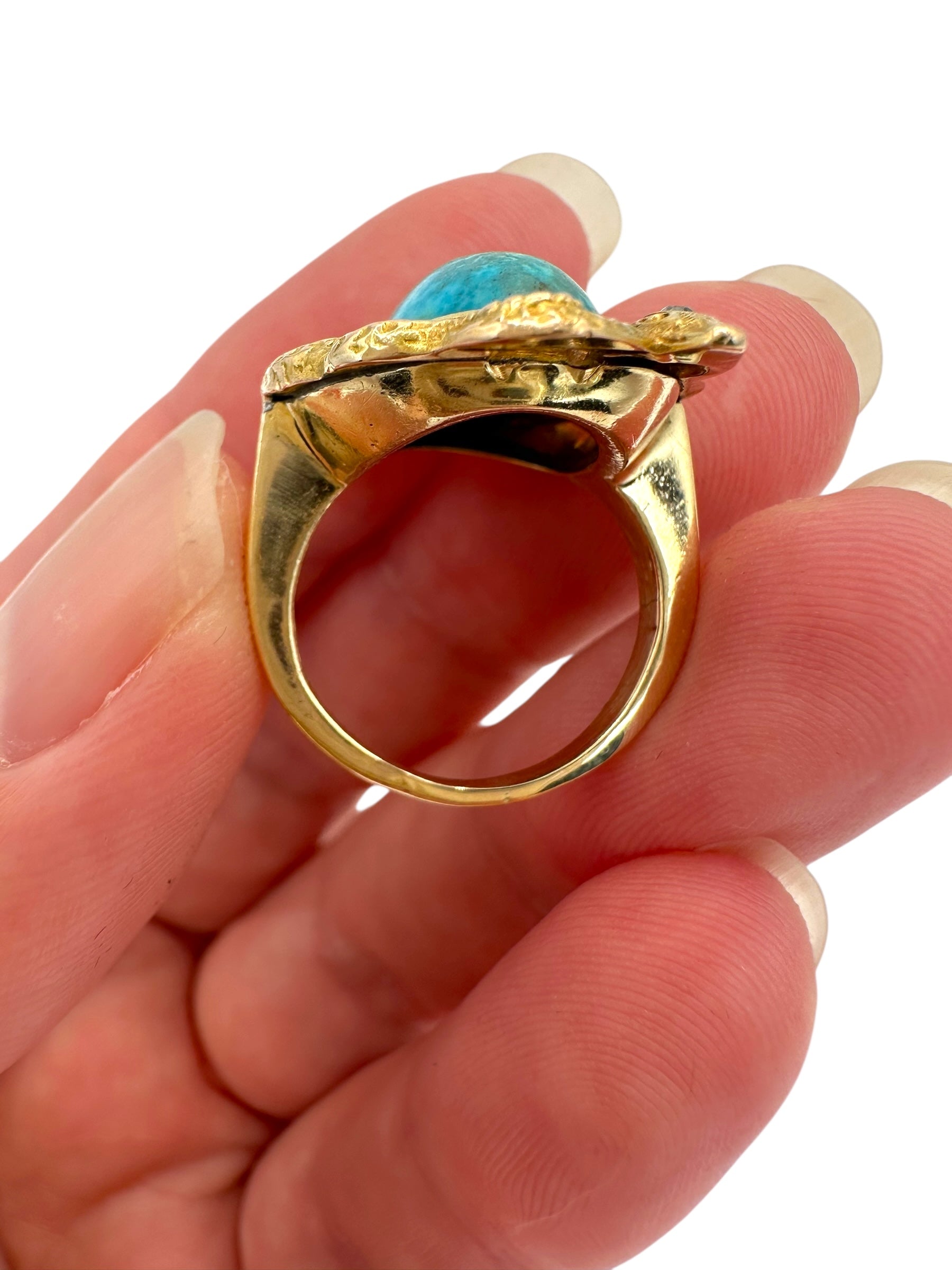 14k Turquoise Double Snake Ring