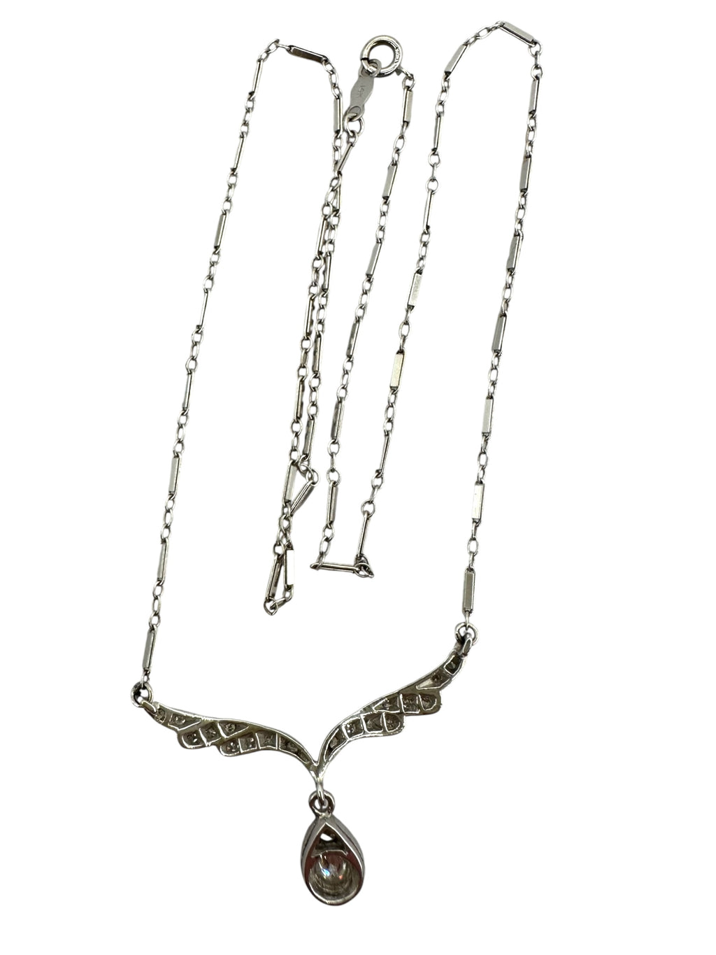 14k Diamond Wing Shaped Pendant Necklace