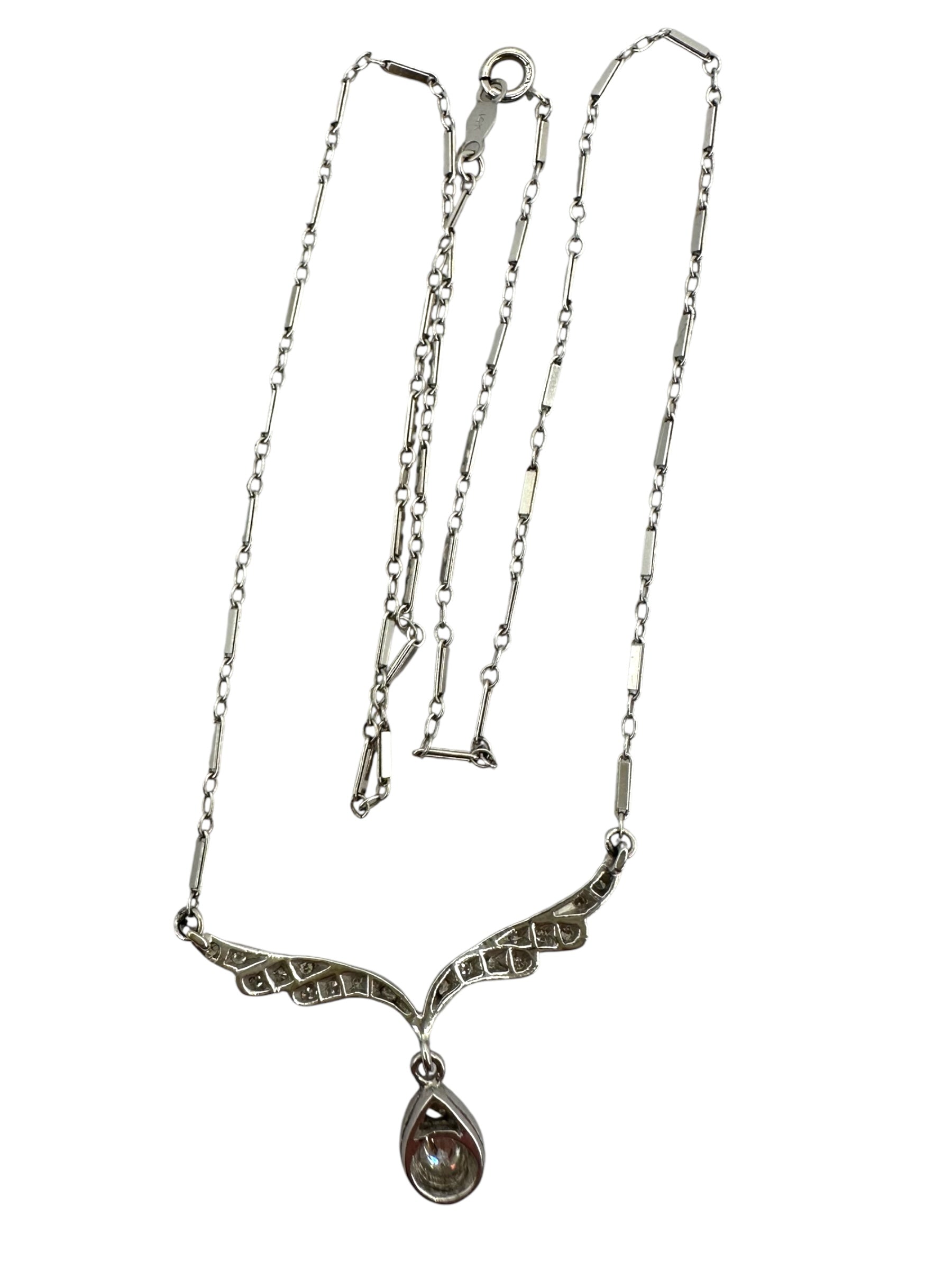 14k Diamond Wing Shaped Pendant Necklace