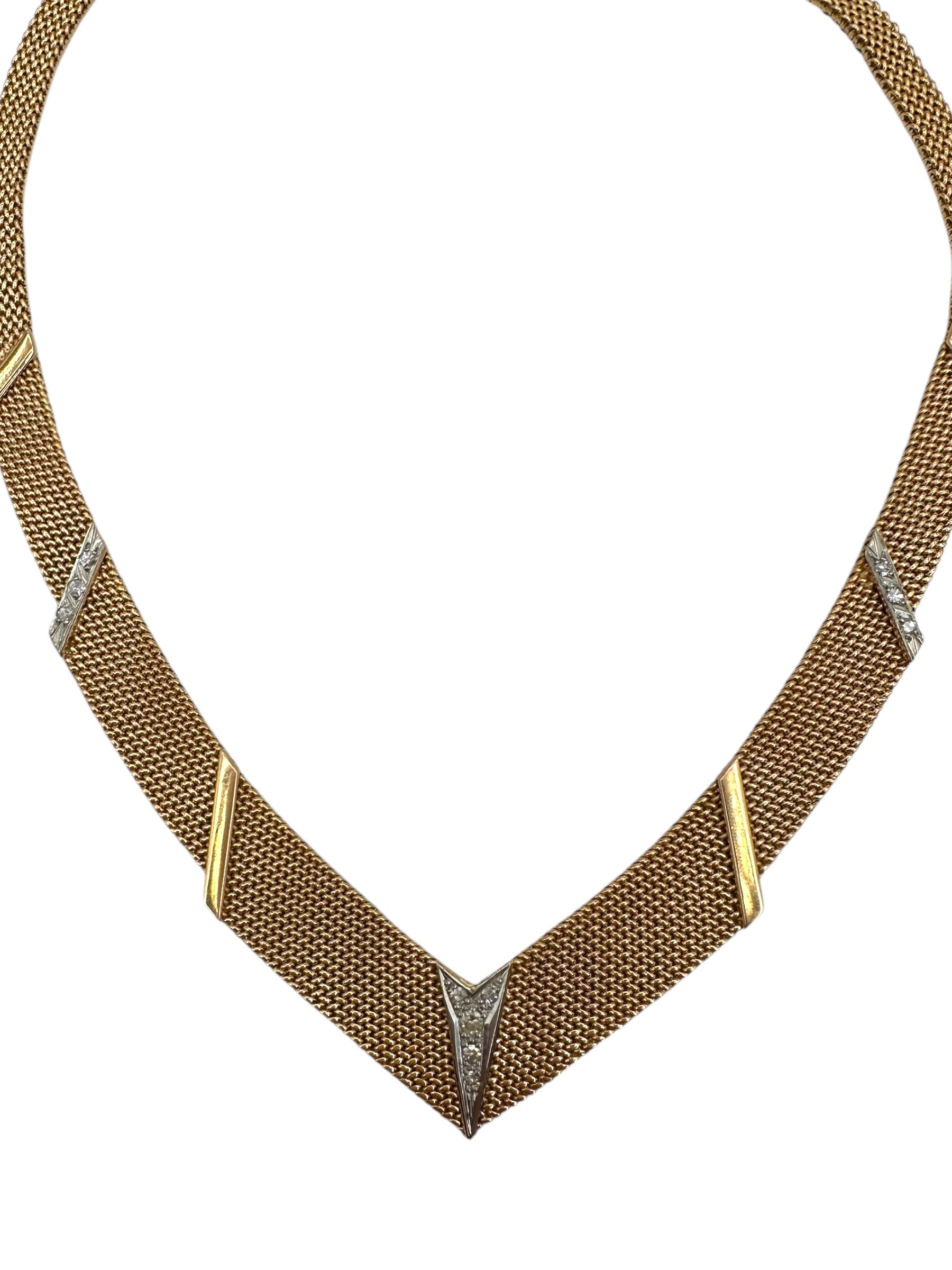 18k Retro Diamond Mesh Necklace